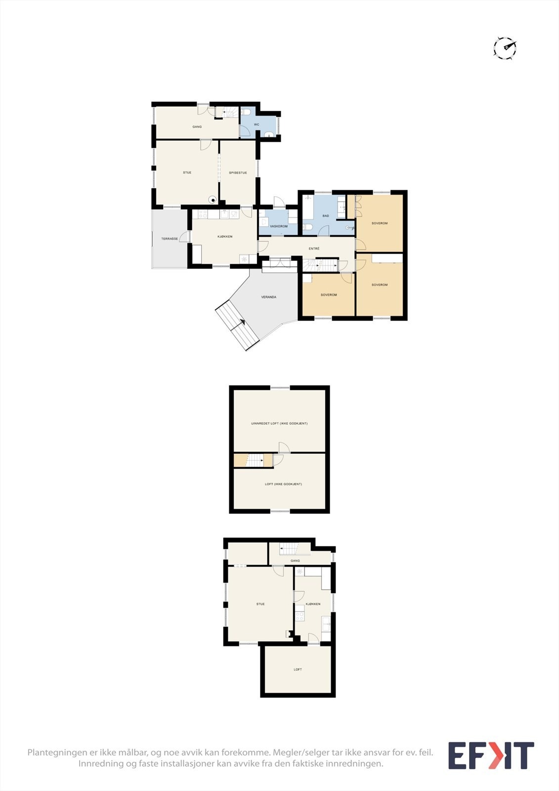 Plantegning, Hovedetasje, samt loft nr. 1 og 2. Galleribilde