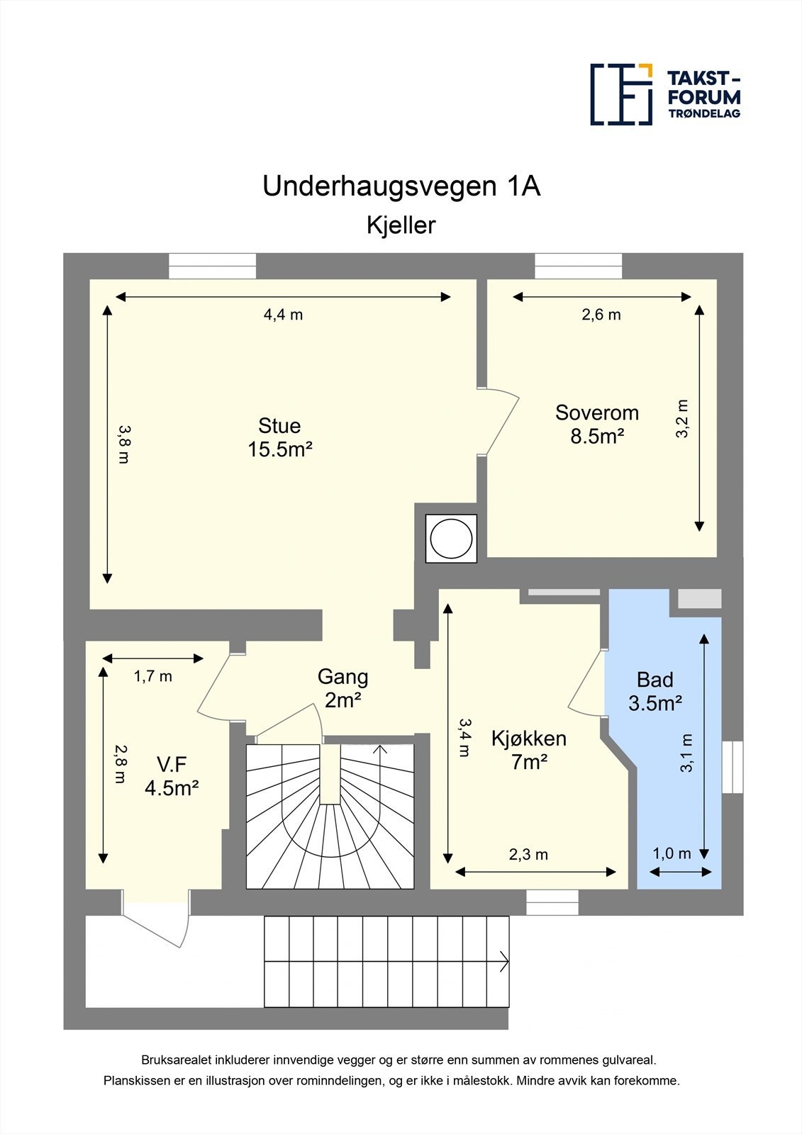 Planskisse kjeller. Galleribilde