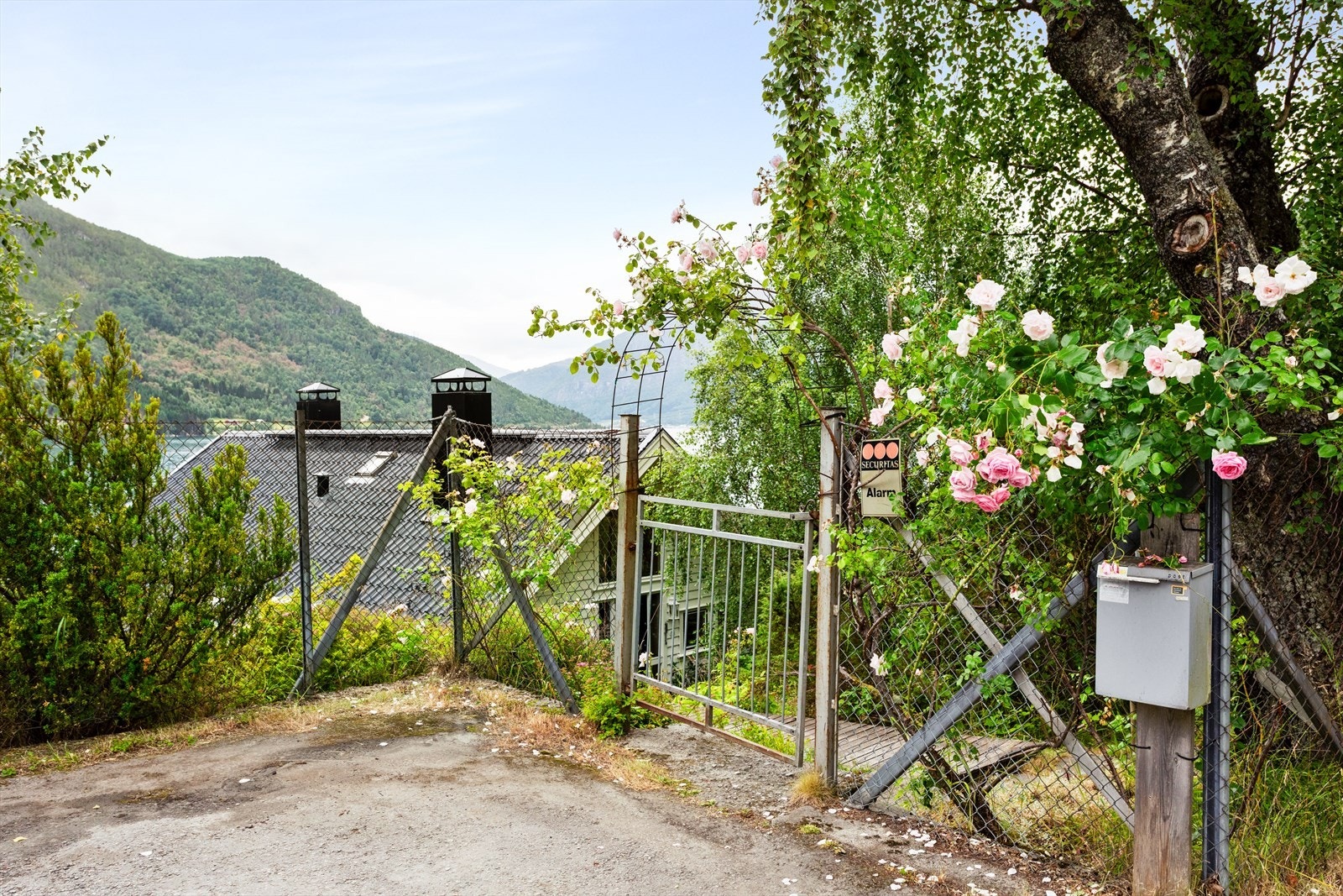 Allereie ved inngangspartiet får du ei kjensle av idyll. Frodig beplantning, vakre klatreroser og ei fredeleg atmosfære ynskjer deg velkomen Galleribilde