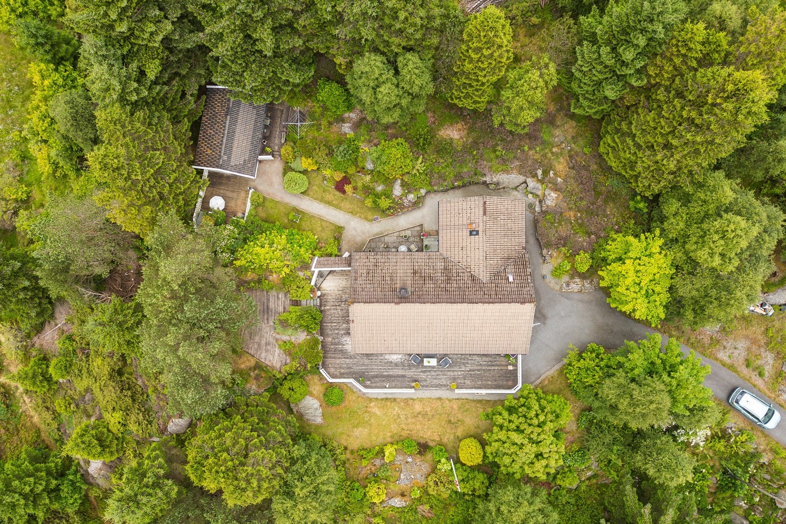 Dronefoto - Eiendommen sett ovenifra. Galleribilde