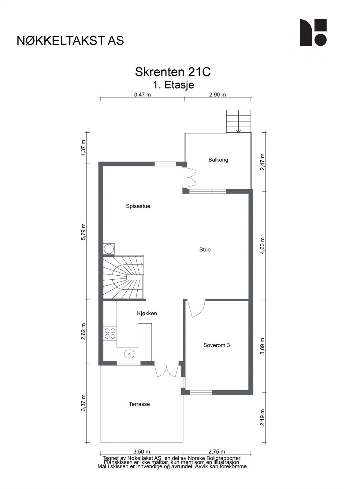 Plantegning Skrenten 21C 1. Etasje Galleribilde