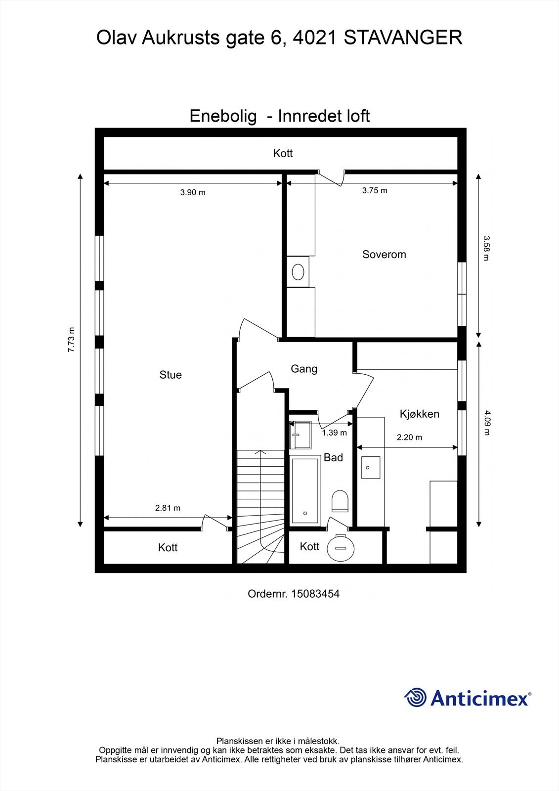 Plantegning - Innredet loft Galleribilde