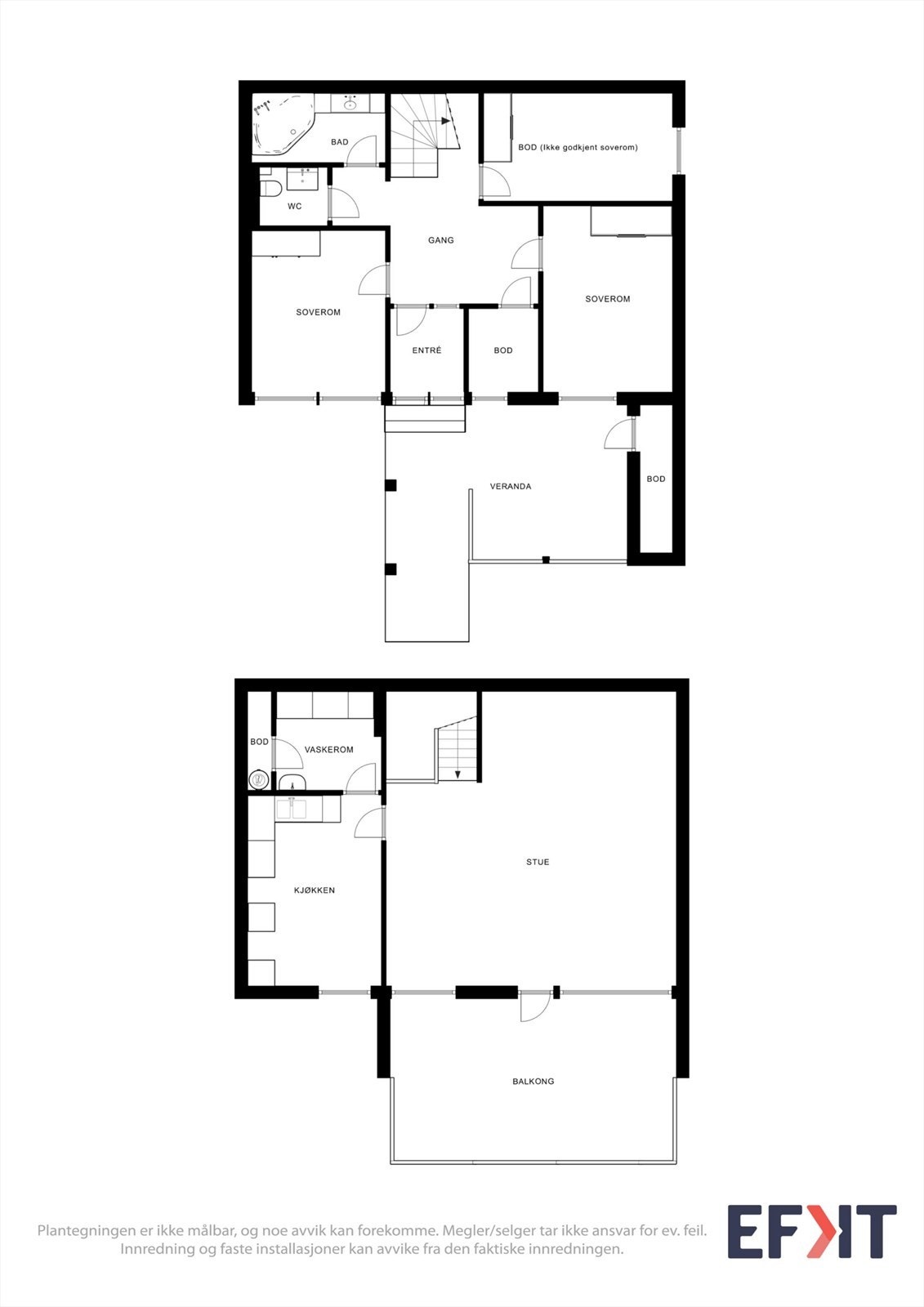 Boligen går over to plan og har en arealeffektiv planløsning som skiller soveavdeling fra sosiale soner. Galleribilde