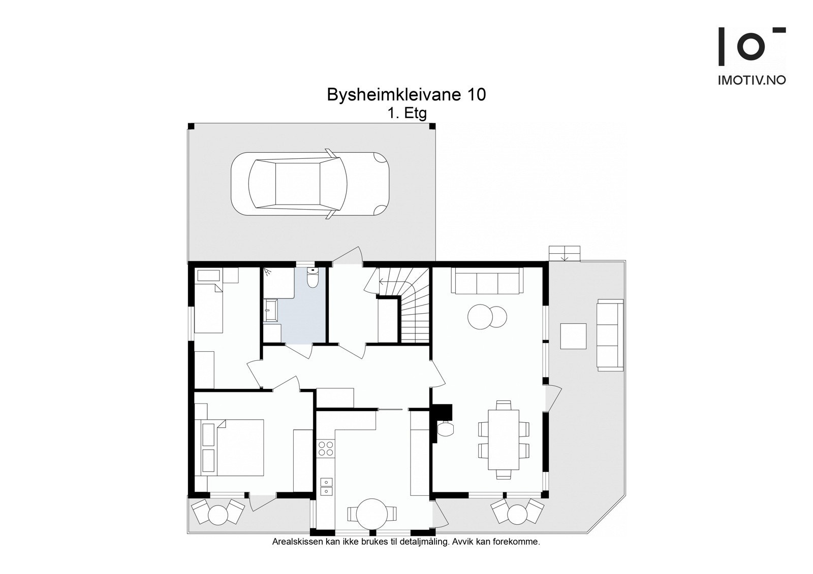 Entré 4,5 m², trapperom 3,3 m², gang 8,6 m², kjøkken 13,1 m². stue 25,2 m², bad 6 m², soverom 12,2 m², soverom 6,9 m² Galleribilde