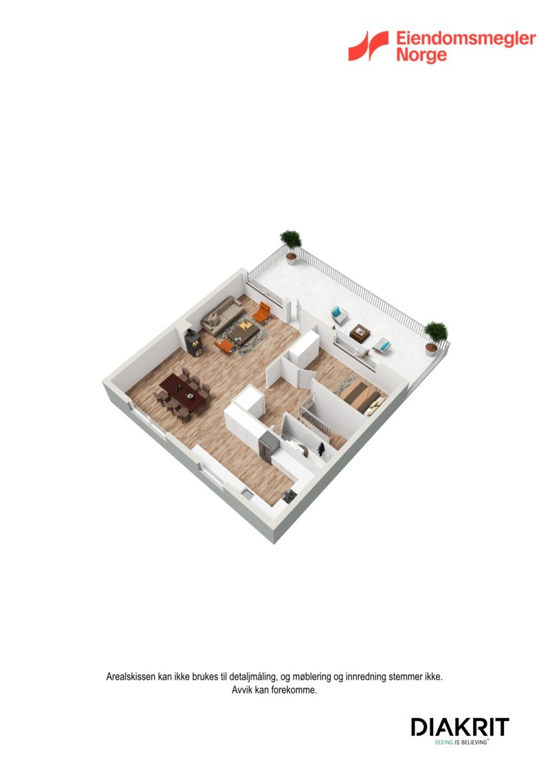 3D plantegning av overetasjen. Galleribilde