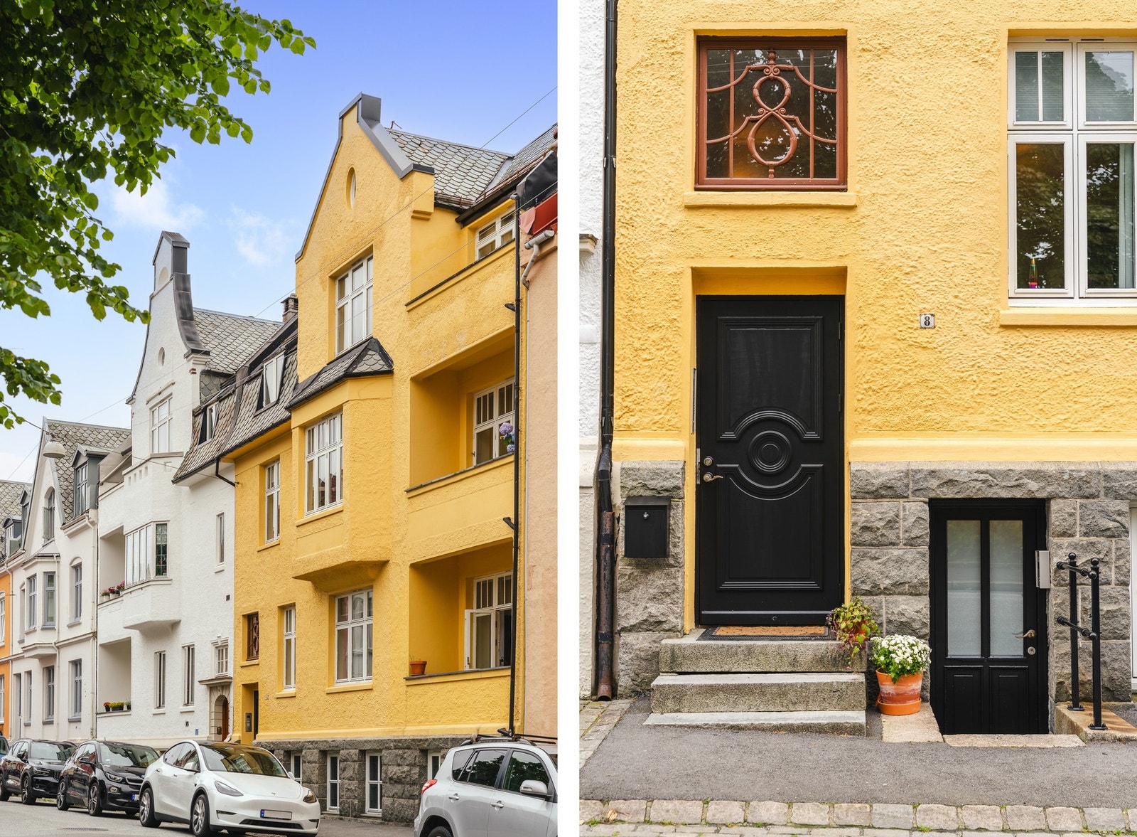 Vakre detaljer og en velholdt fasade ønsker deg velkommen hjem - et hjem hvor historisk karakter møter moderne komfort. Galleribilde