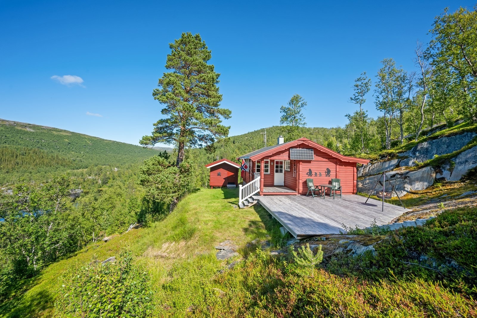 Adkomst til hyttefeltet på nylig oppgradert vei. ca 10-15 min gange fra parkering til hytten. Galleribilde