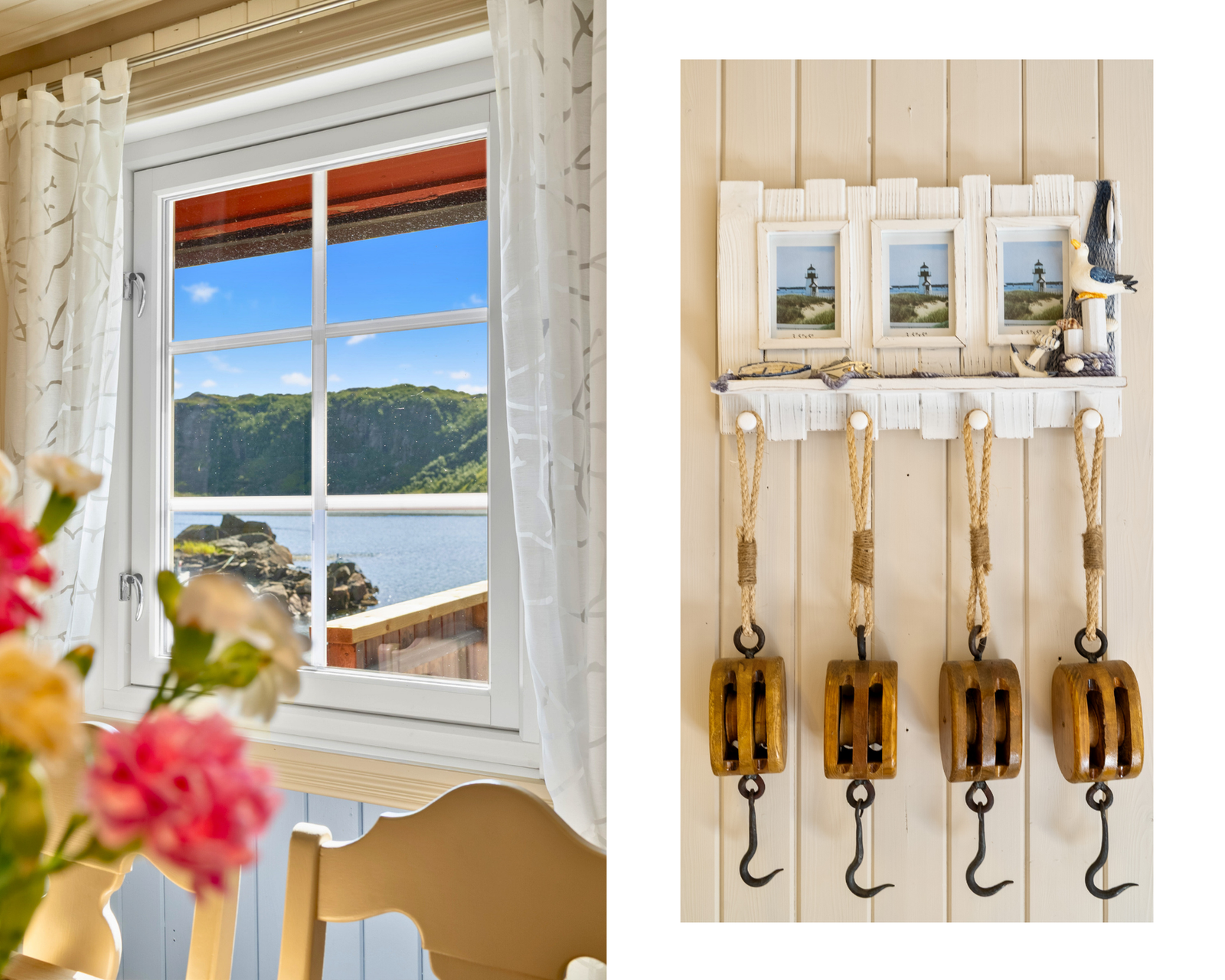 Vinduet rammer inn den vakre utsikten mot fjorden. Galleribilde