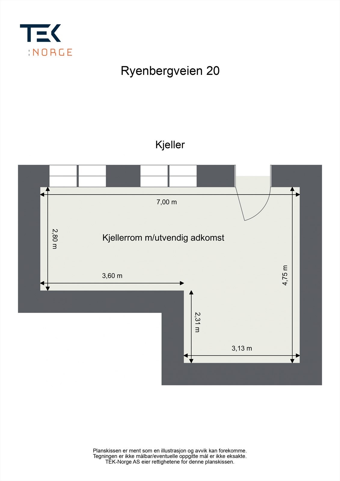 Skisse kjeller Ryenbergveien 20 Galleribilde