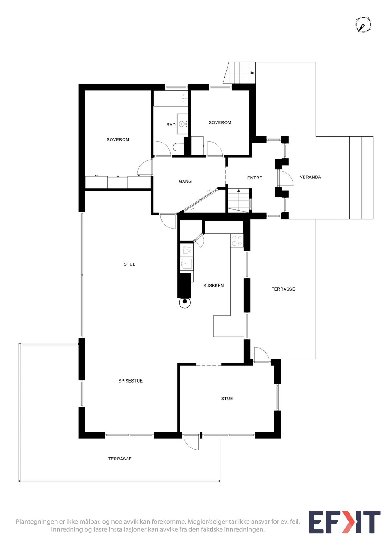 Boligens planløsning - hovedetasje. Galleribilde