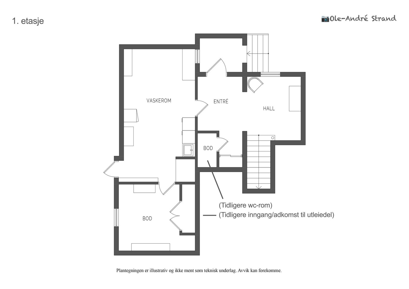 1. etasje for hovedboligen utgjør 50 m² | Resterende del av hovedetasjen som er utleiedelen kommer senere i presentasjonen Galleribilde
