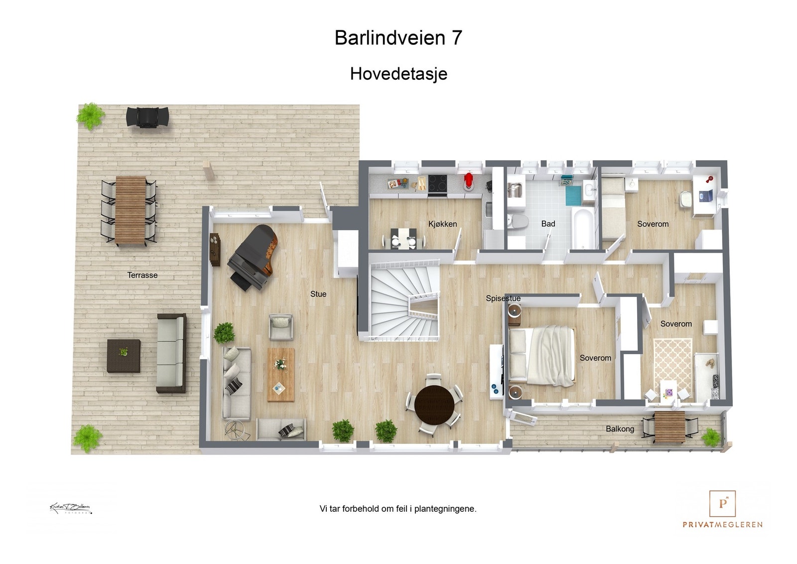 3 D plantegning hovedetasje Galleribilde