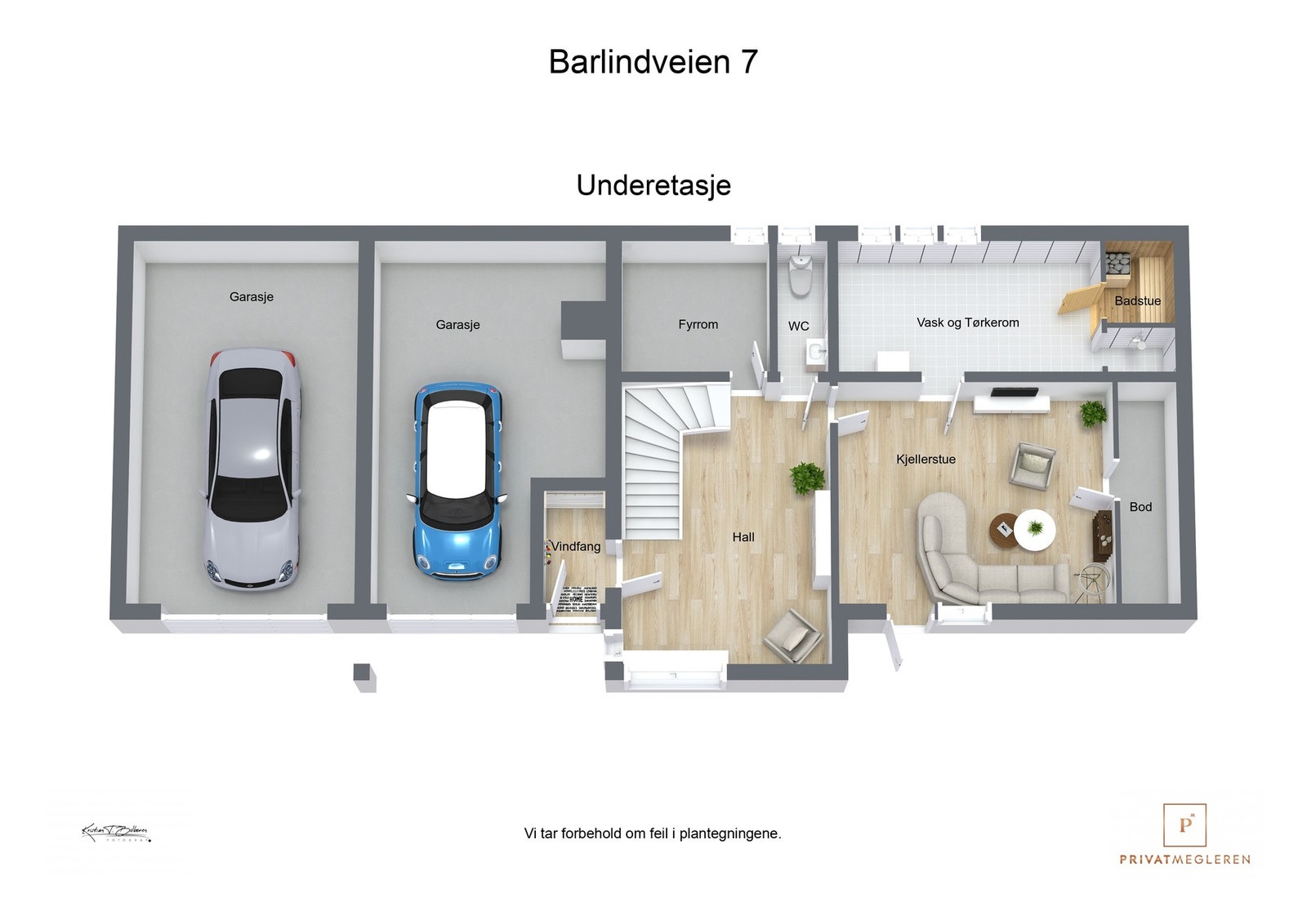 3 D plantegning underetasje Galleribilde