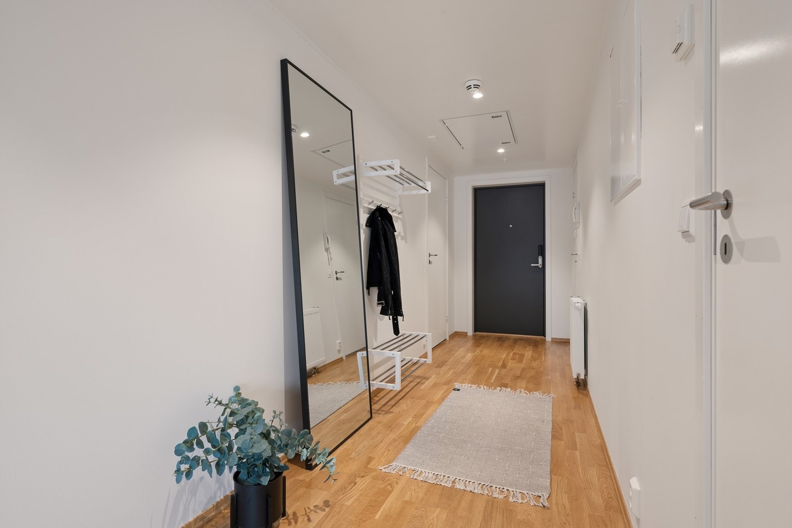Gangen binder sammen leilightens soverom og bad, sammen med oppholdsarealene. Galleribilde