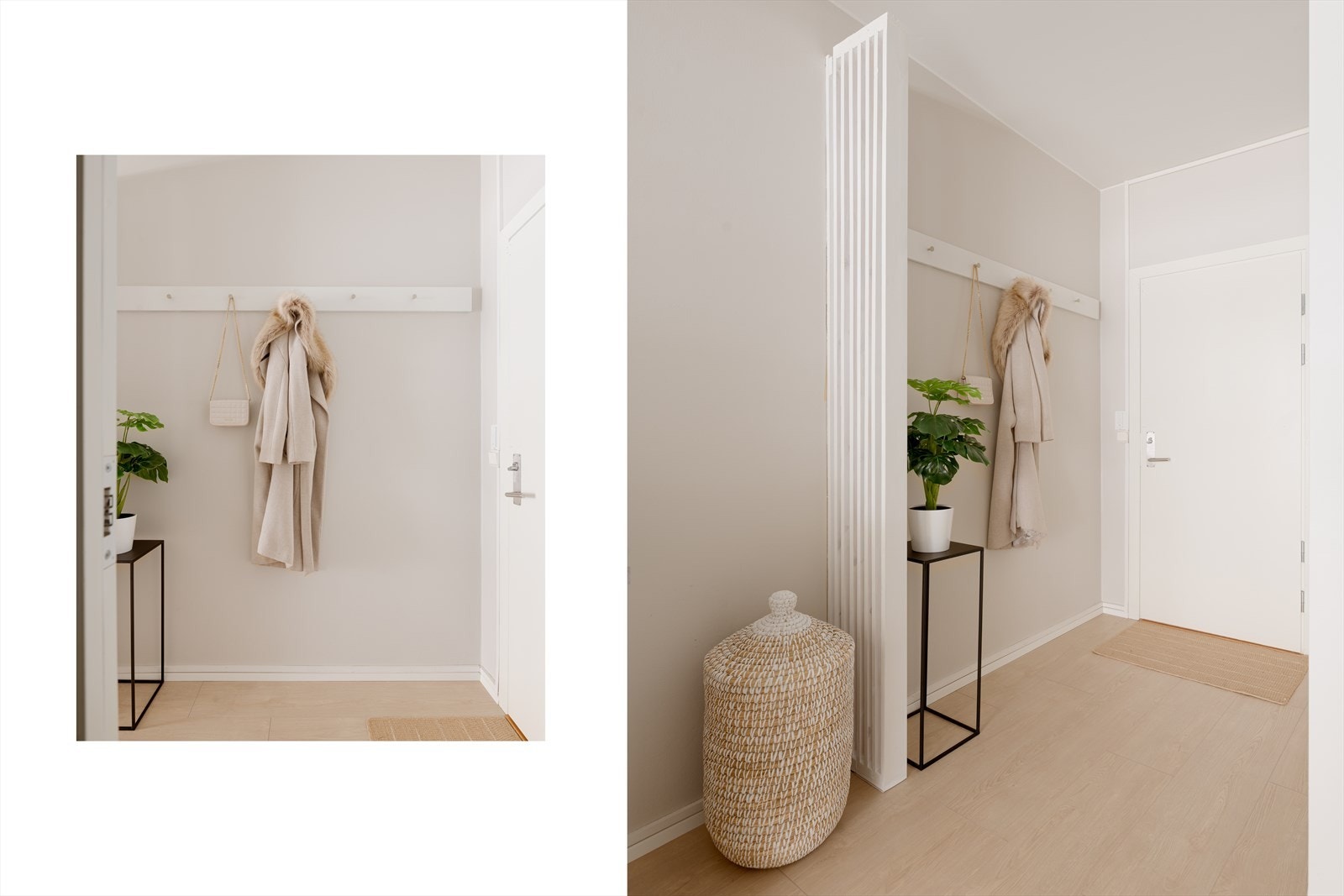 Velkommen inn! Her er det god plass til oppheng av ytterklær og plassering av sko Galleribilde