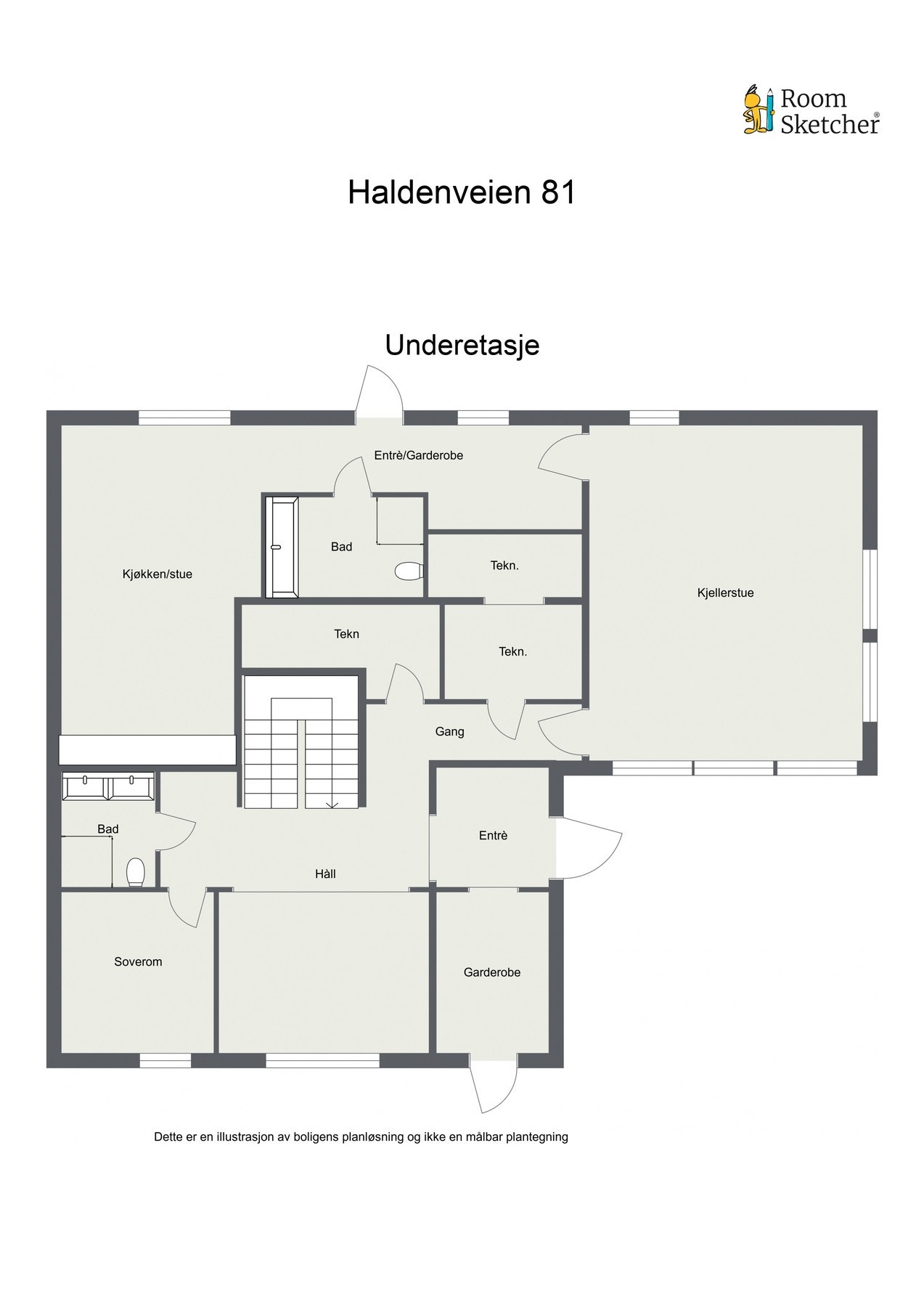 Plantegning u.etasje. Galleribilde