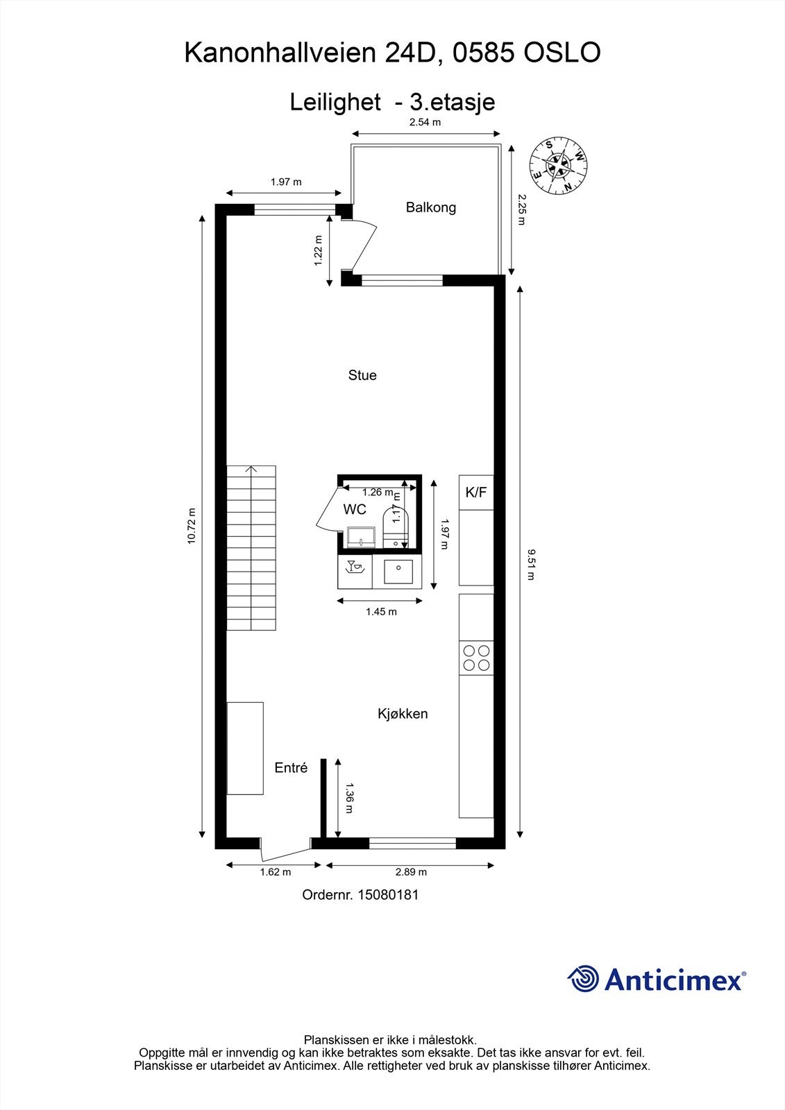 Målsatt plantegning 3.etasje Galleribilde