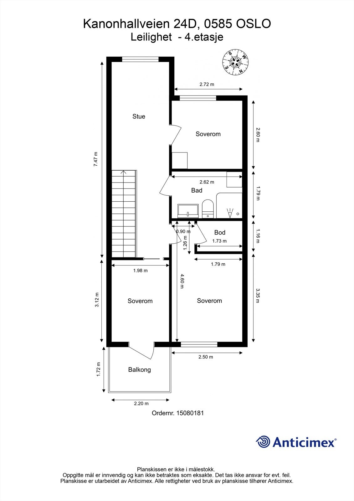 Målsatt plantegning 4.etasje Galleribilde