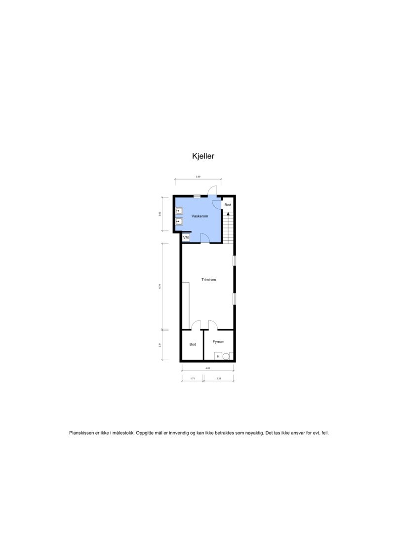 Kjelleren inneholder trimrom, boder, fyrrom og et praktisk vaskerom. Galleribilde