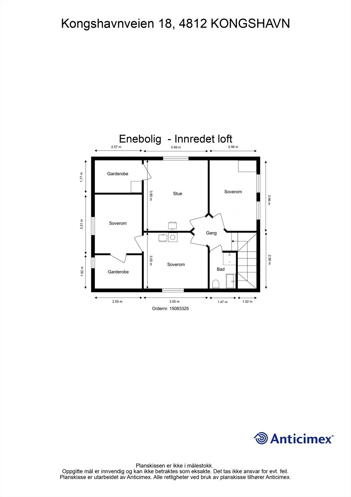 Plantegning loftsetasje Galleribilde