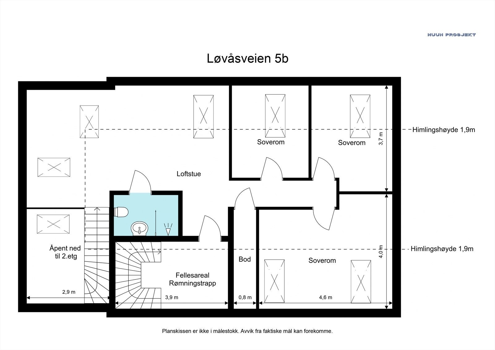 Loftet ble utbygget i 2015 og tilbygget videre i 2021. Dette er den perfekte etasjen for de minste i familien med hele 3 soverom, loftstue og bad. Galleribilde
