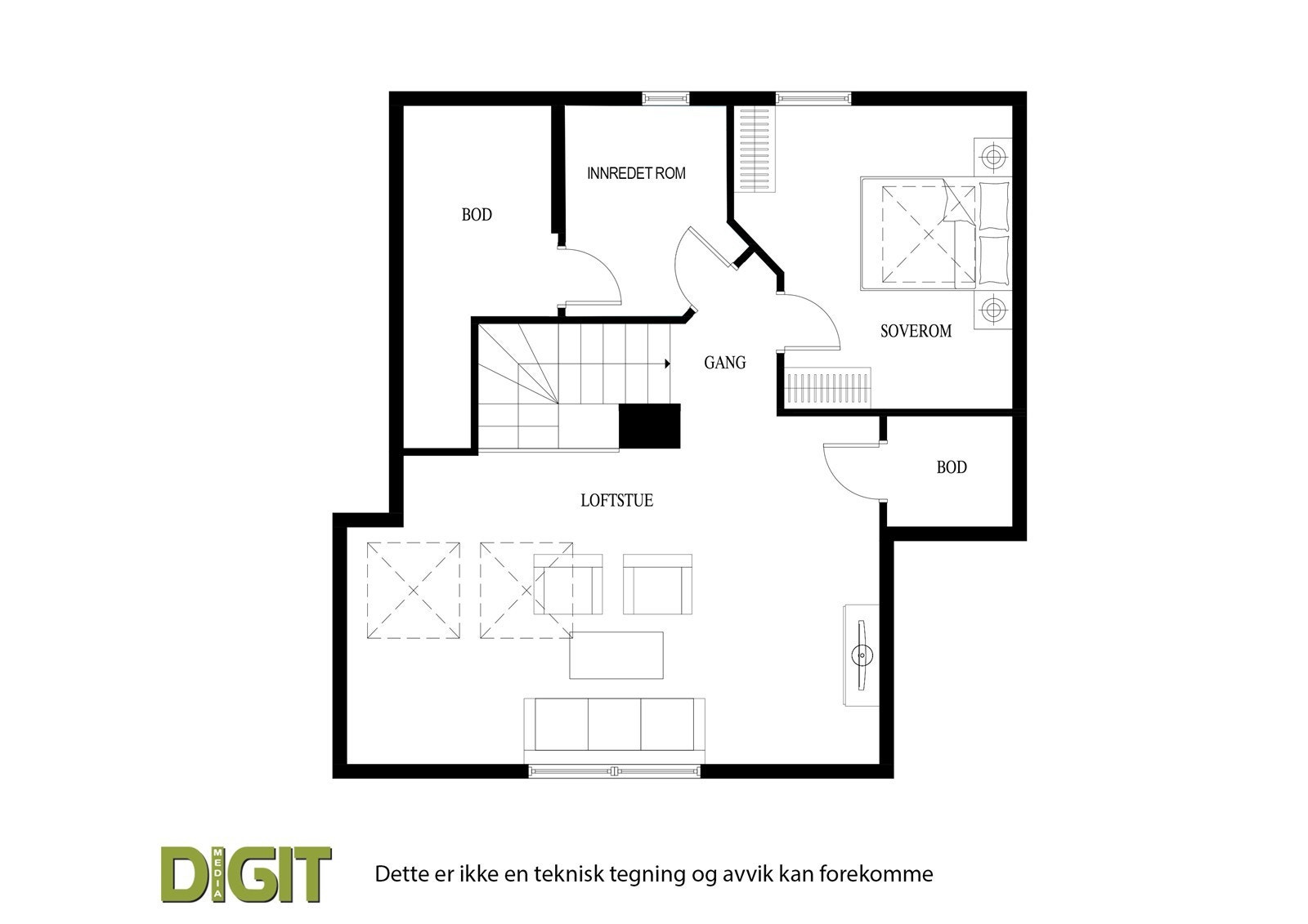 Plantegning loft. Galleribilde