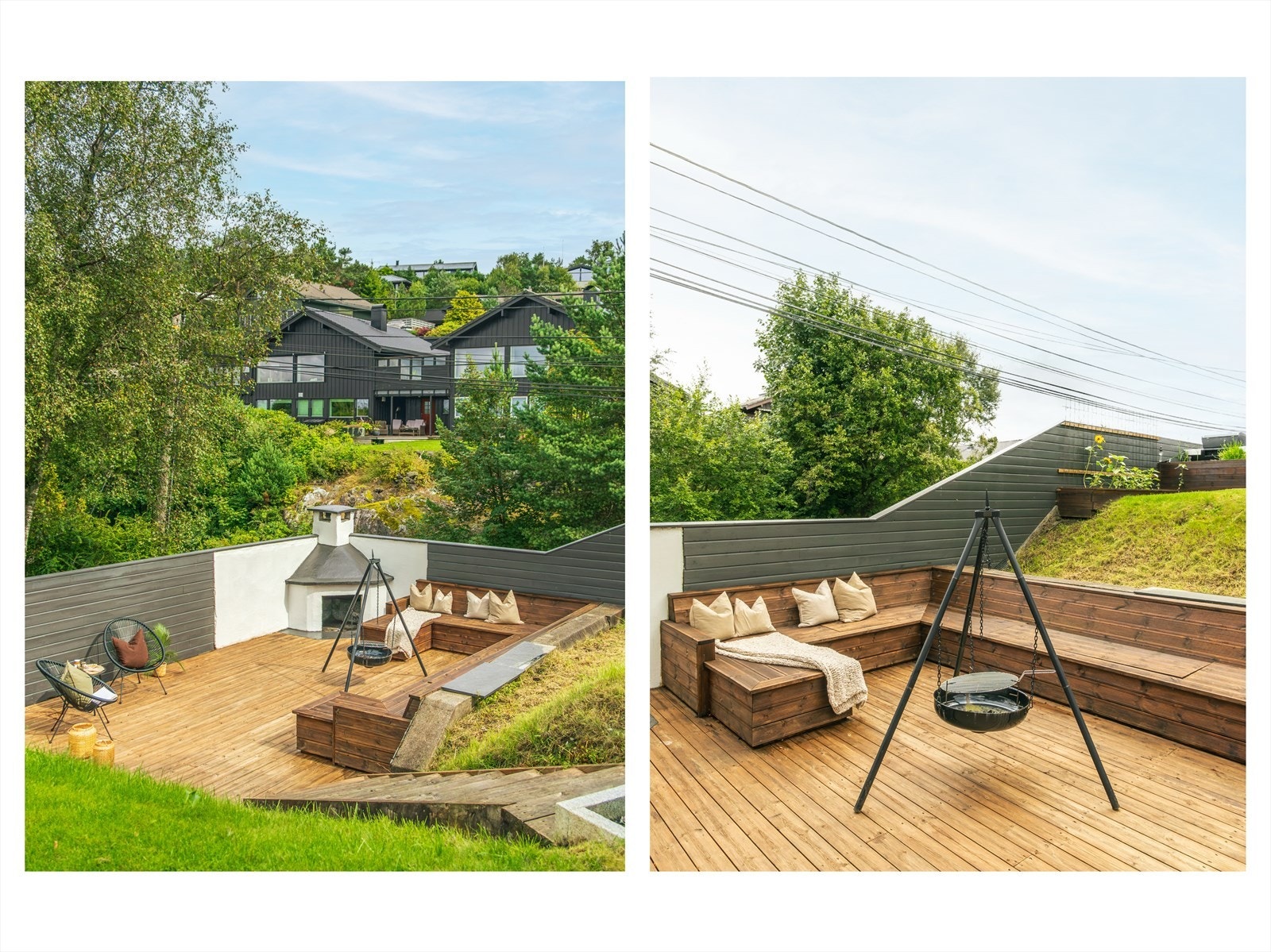 Stor treterrasse med utepeis. Galleribilde