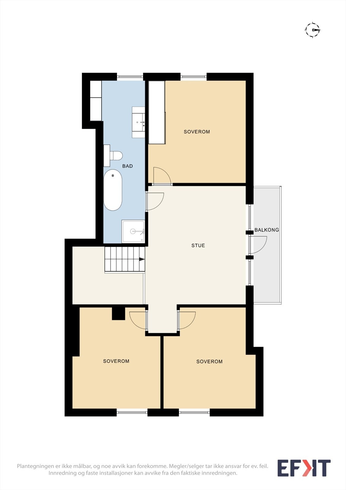 Loftsetasjen inneholder en privat avdeling med tre soverom, bad og loftstue. Galleribilde