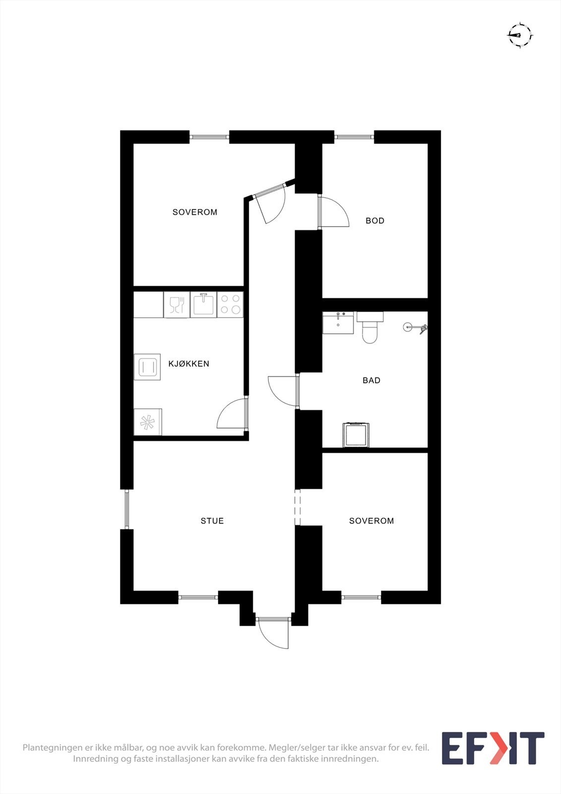 Kjellerleiligheten har en effektiv planløsning med egen inngang, stue, kjøkken, bad og flere innredede rom. Galleribilde