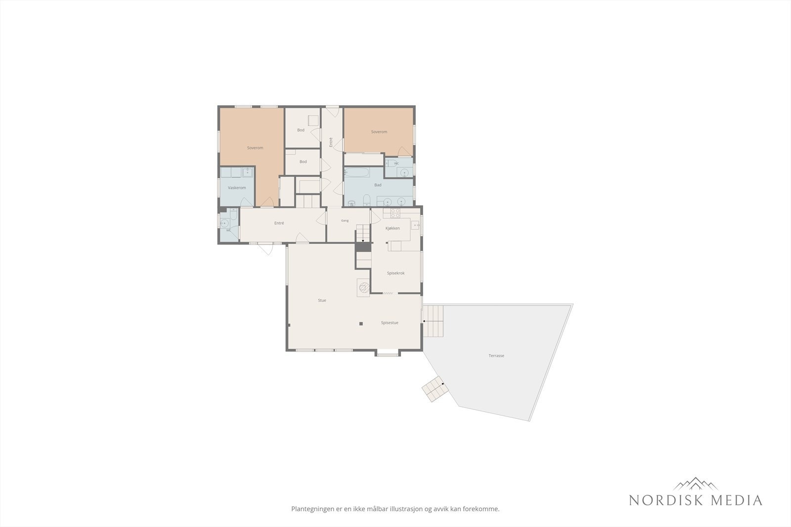 Illustrert plantegning hovedplan Galleribilde