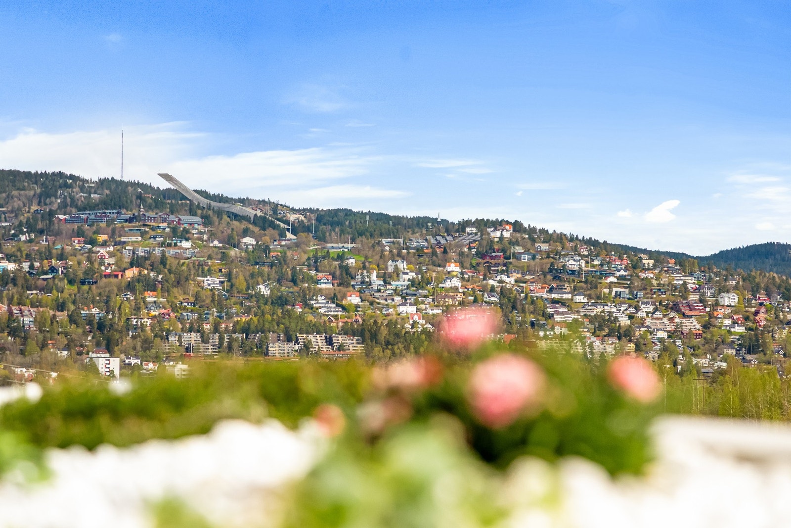 Her bor du med en enestående utsikt over Holmenkollen, byens skyline og Oslofjorden. Galleribilde