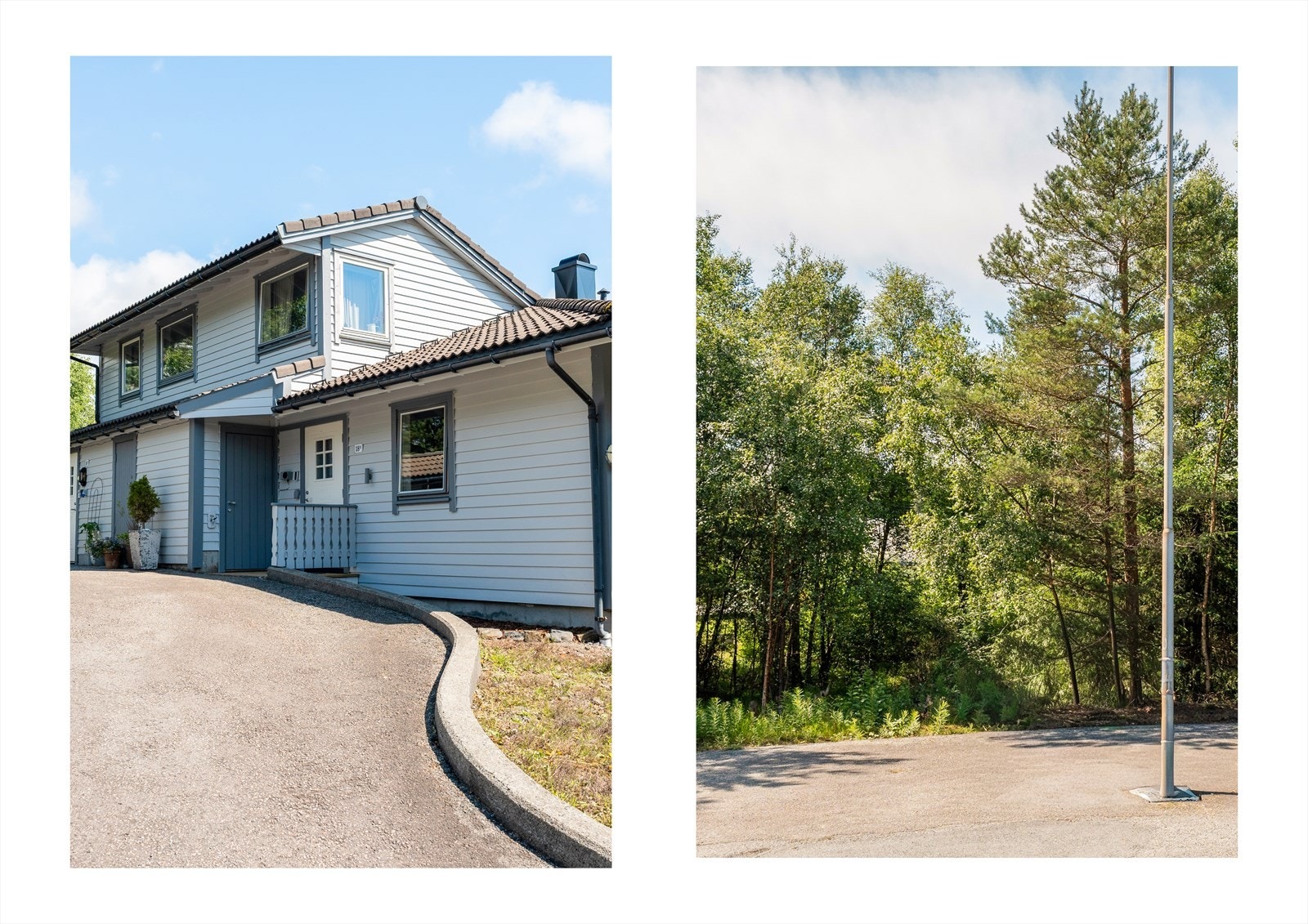 El-bil lader montert ved inngangsparti. Tilhørende sameiet er en felles parkeringsplass. Galleribilde