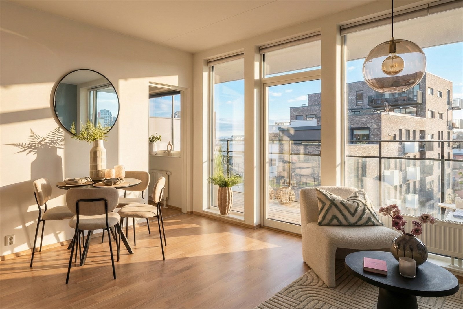 Her bor du i et moderne bygg fra 2019 med kvaliteter som balansert ventilasjon, 3-lags vinduer og parkettgulv.
(Solen er illustrert, avvik kan forekomme) Galleribilde