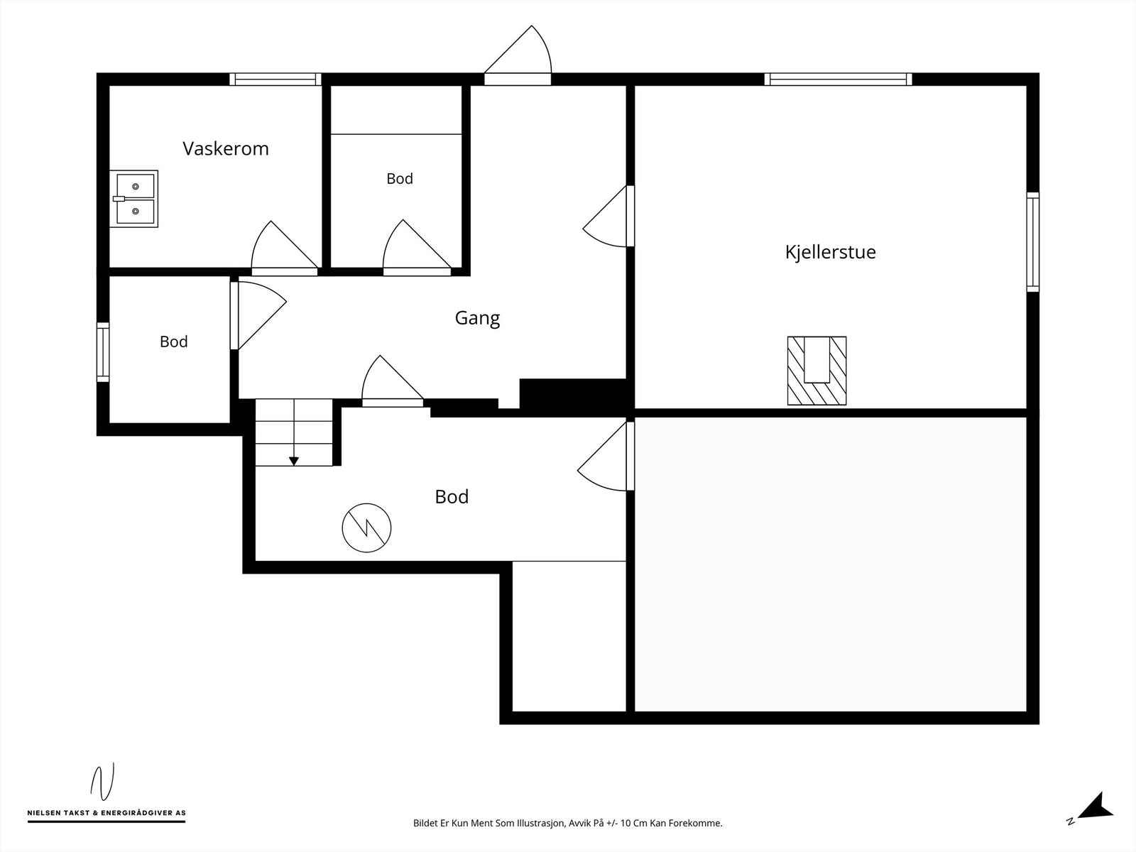 Underetasjen inneholder: Hall/gang m/trapp, vaskerom, rom benyttet som kjellerstue og 3 boder. Galleribilde