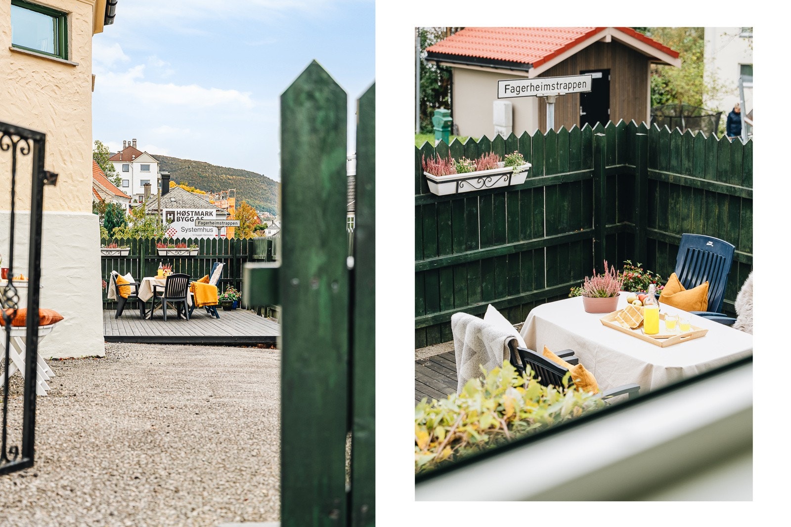 Sameiet har en felles hage og opparbeidet terrasse, som strekker seg over byggets sørvestre side. Galleribilde