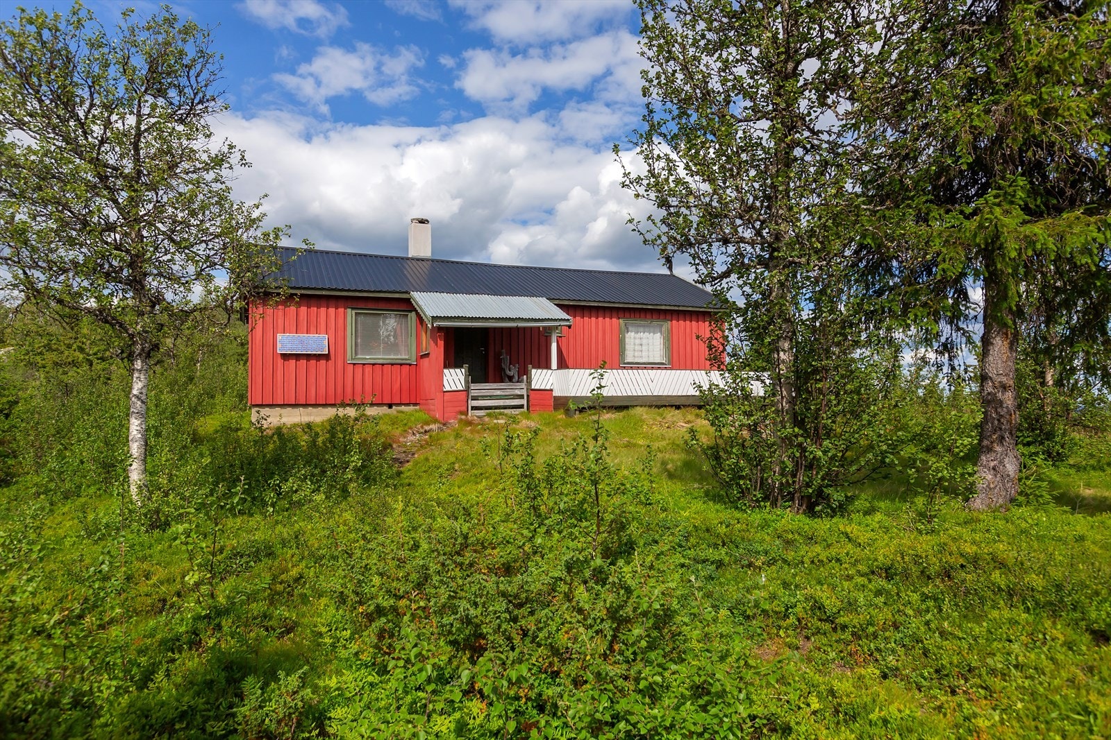 Eiendommen har en trivelig naturtomt beliggende på en liten høyde i terrenget. Galleribilde