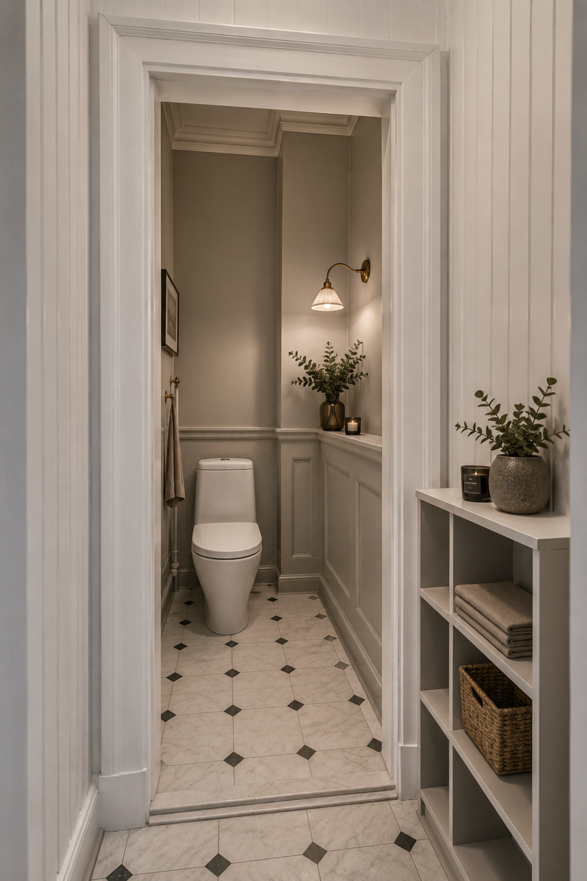 Separat wc-rom - Bildet er AI-redigert og ment som illustrasjon. Det viser et eksempel på hvordan wc-rommet kan innredes og fremstå etter oppgradering. Galleribilde