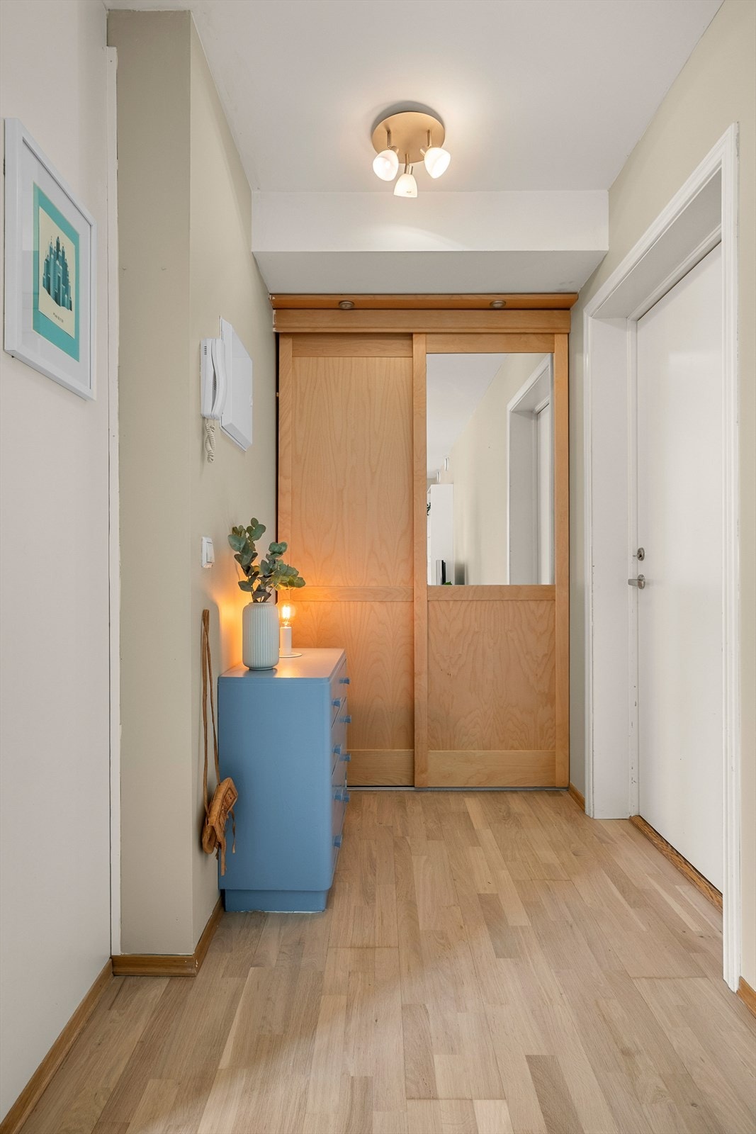Praktisk inngangsparti med plass til oppbevaring av yttertøy og sko. Galleribilde