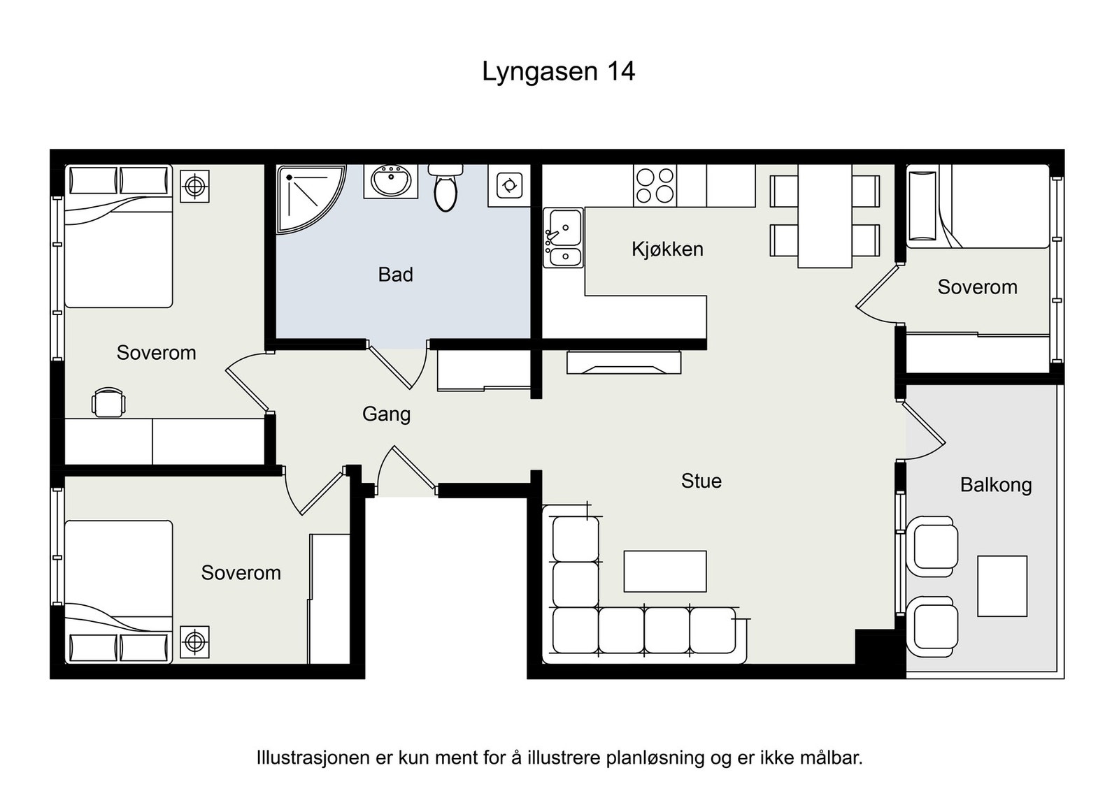 En arealeffektiv bolig med 3 soverom Galleribilde