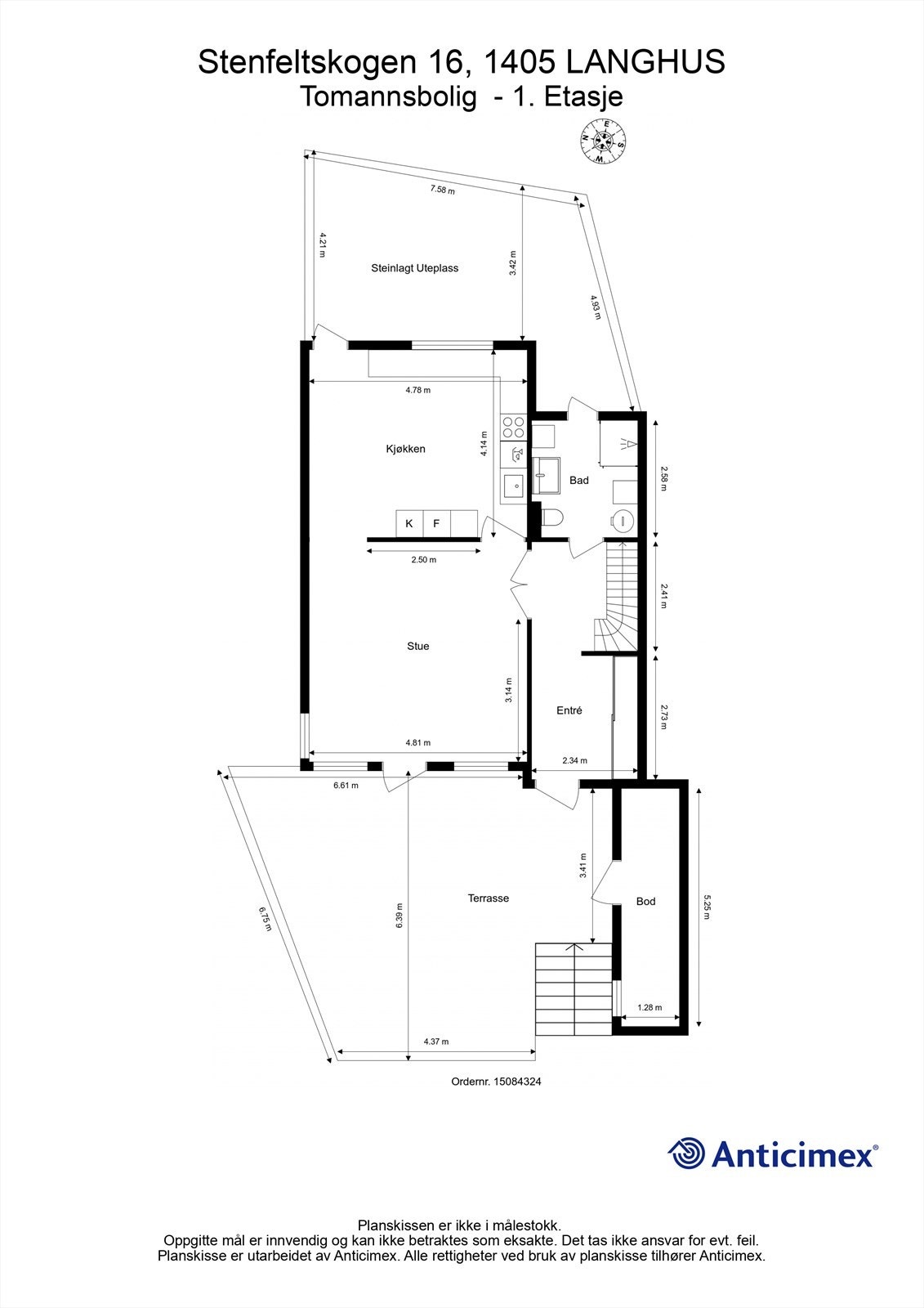 Plantegning Stenfeltskogen 16 - 1. etasje Galleribilde