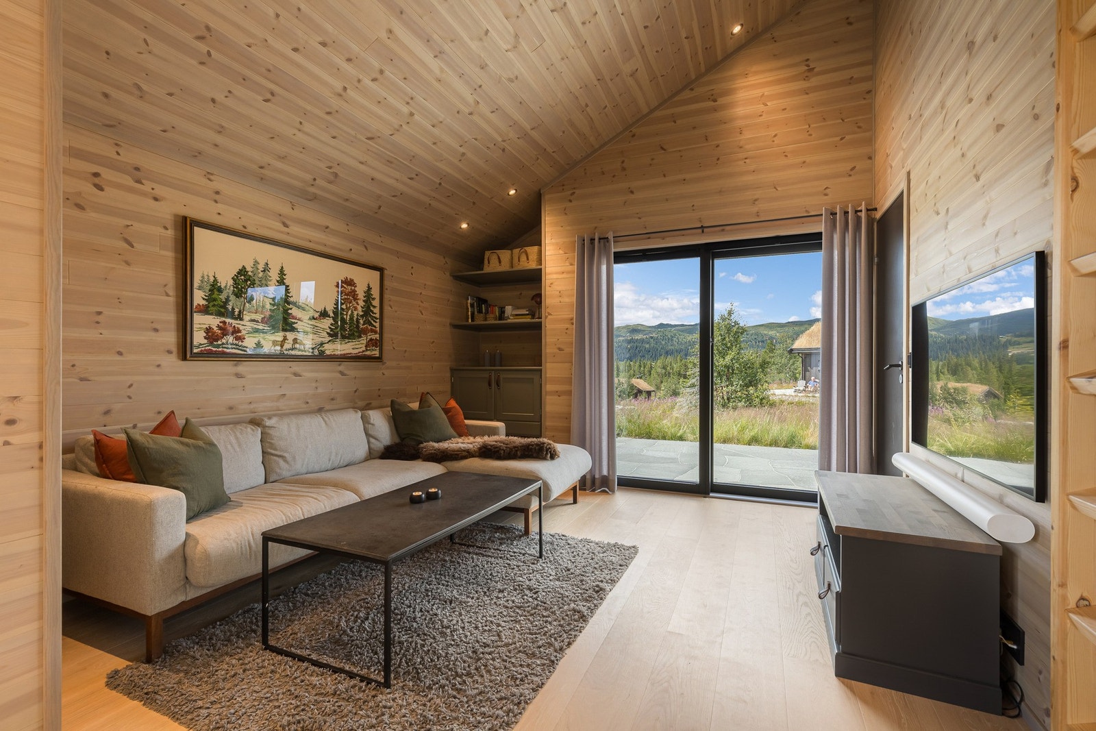 Egen TV-stue med utgang til terrassen - her skinner kveldssolen inn. Galleribilde