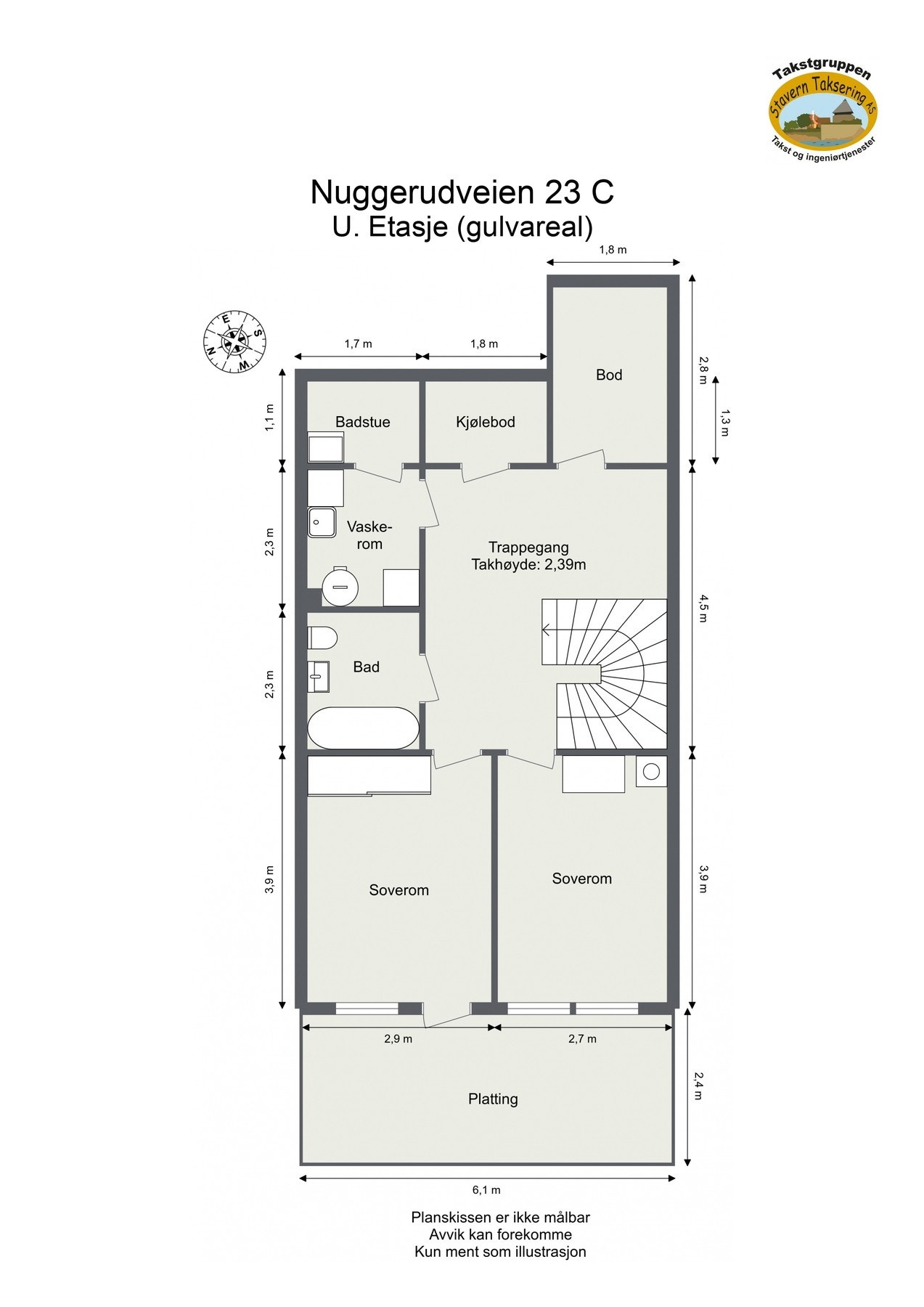 Målsatt plantegning. Galleribilde
