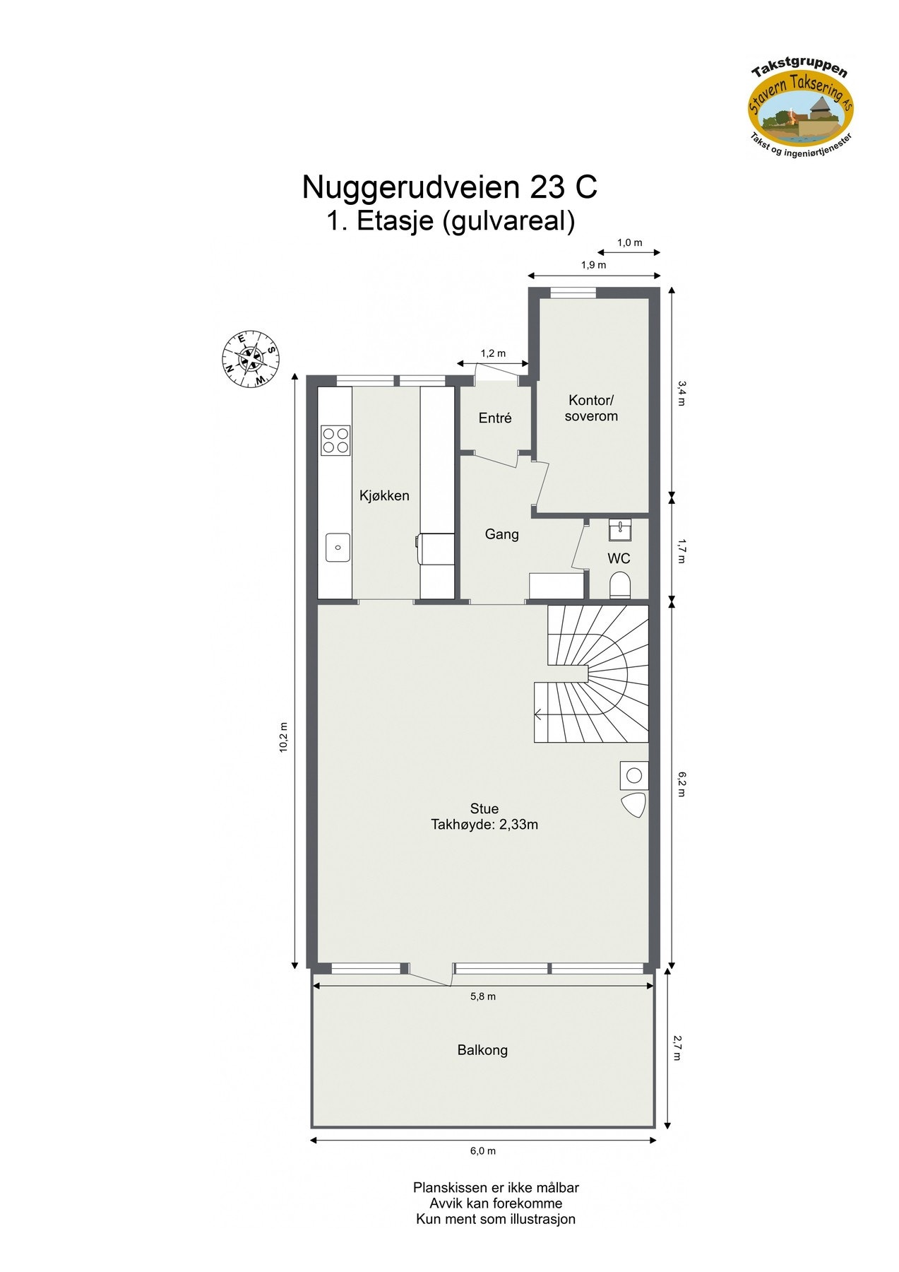 Målsatt plantegning. Galleribilde