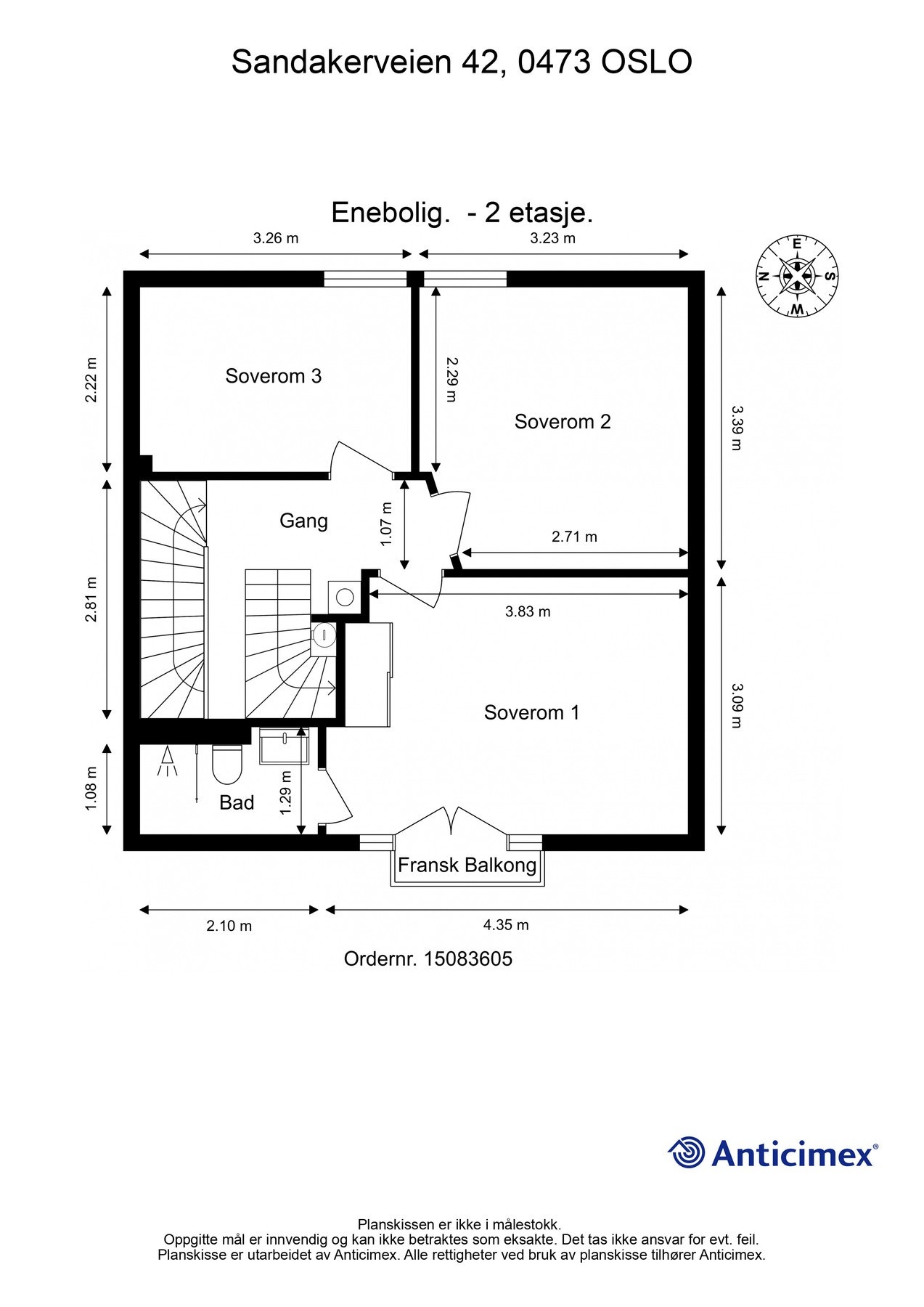 Plantegning med mål_2. etasje Galleribilde