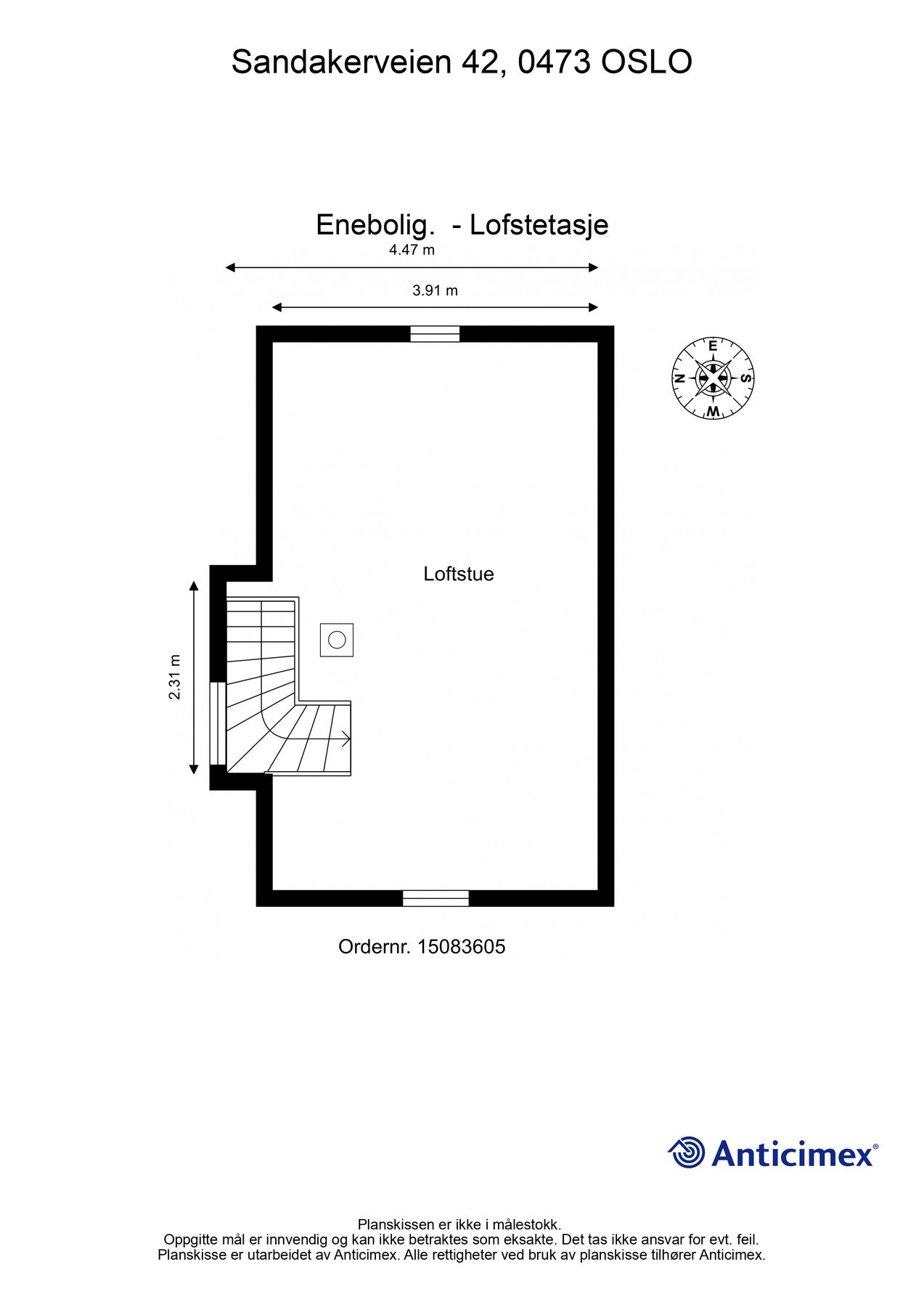Plantegning med mål_3. etasje Galleribilde