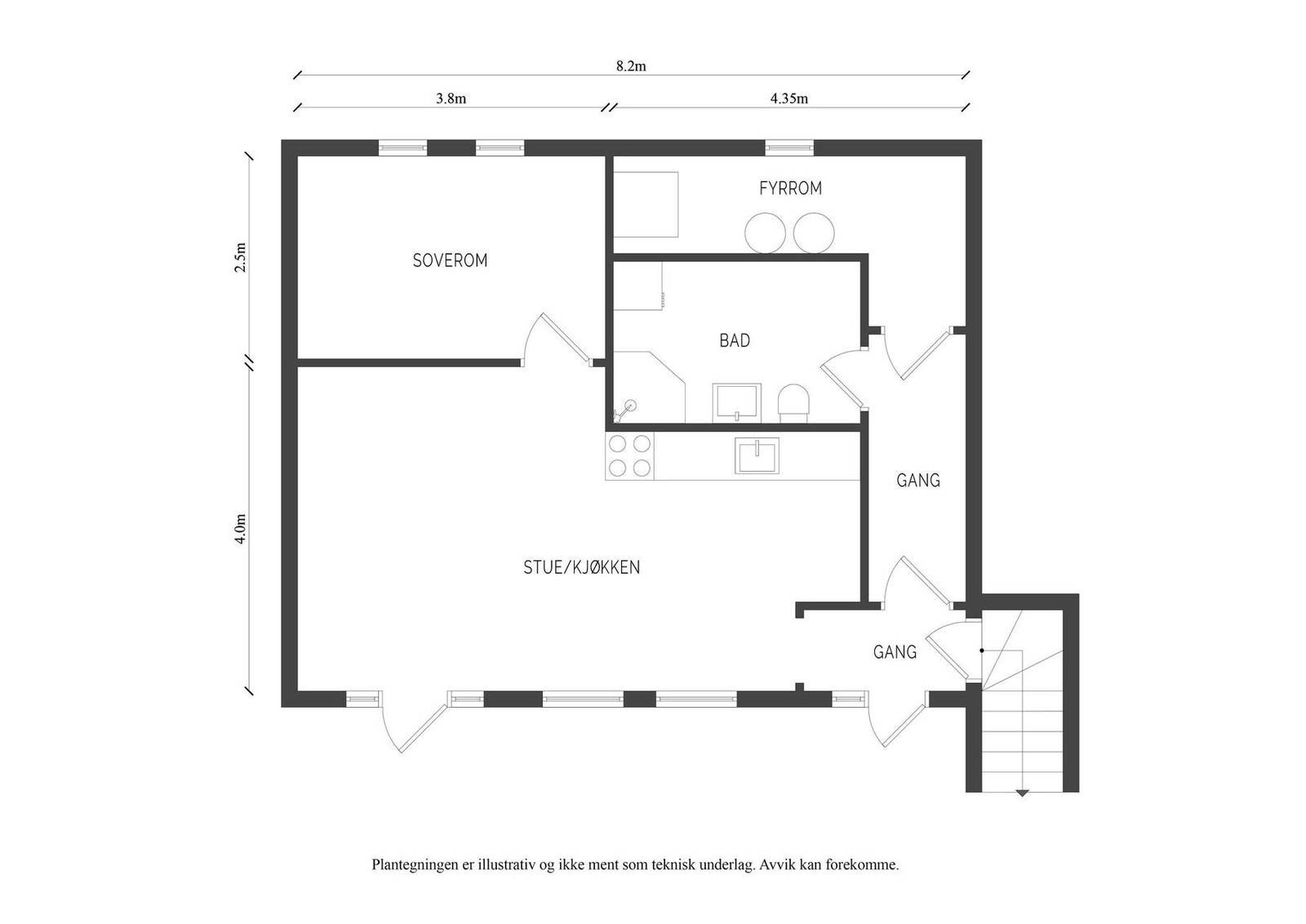 Plantegning underetasje/utleiedel. Galleribilde