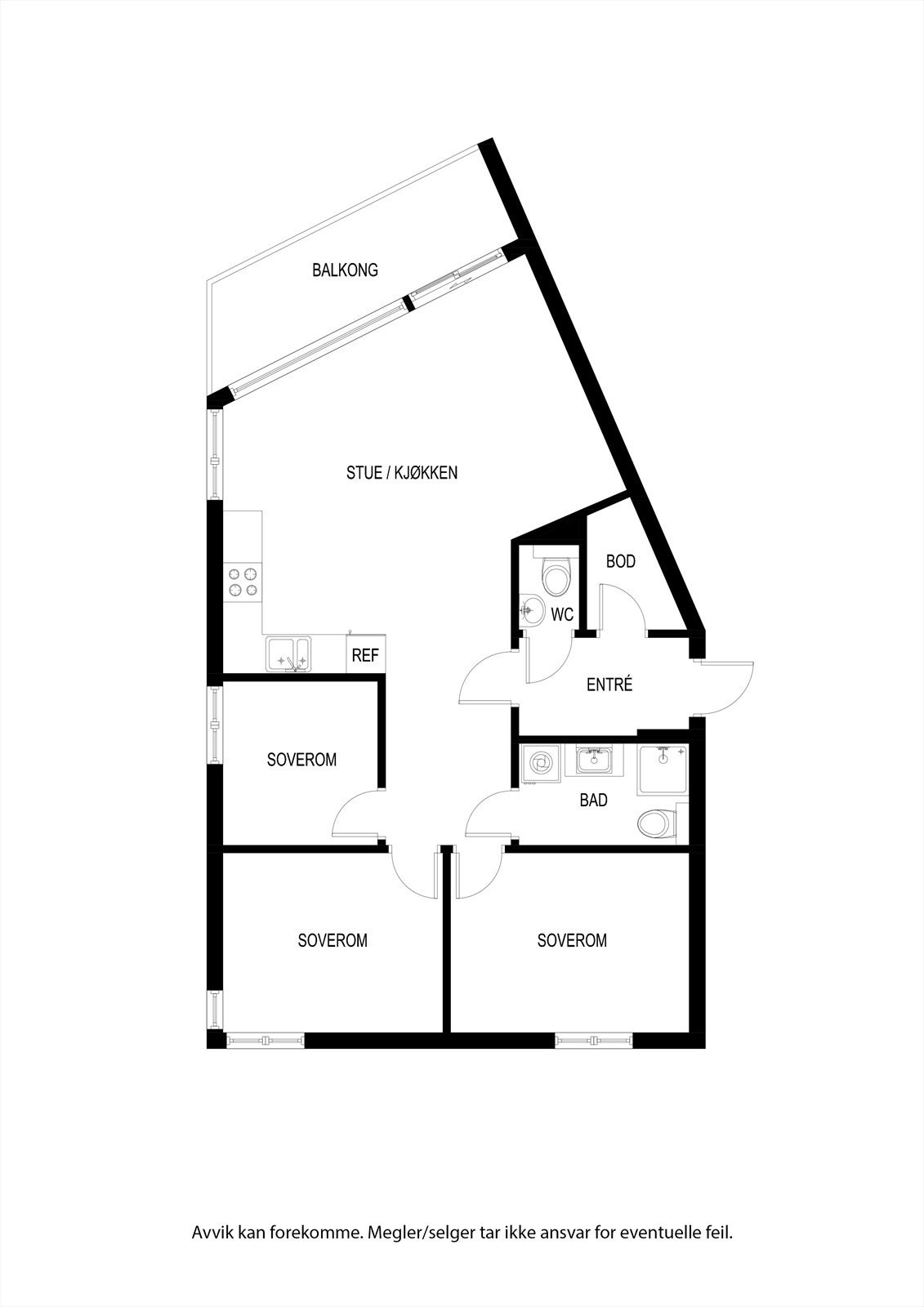 2 etasje: Entre/gang, gjestetoalett, bad, bod, 2 soverom og kjøkken/stue med utgang til en romslig og solrik balkong.
U. etasje: Parkering og bod i lukket anlegg. Galleribilde