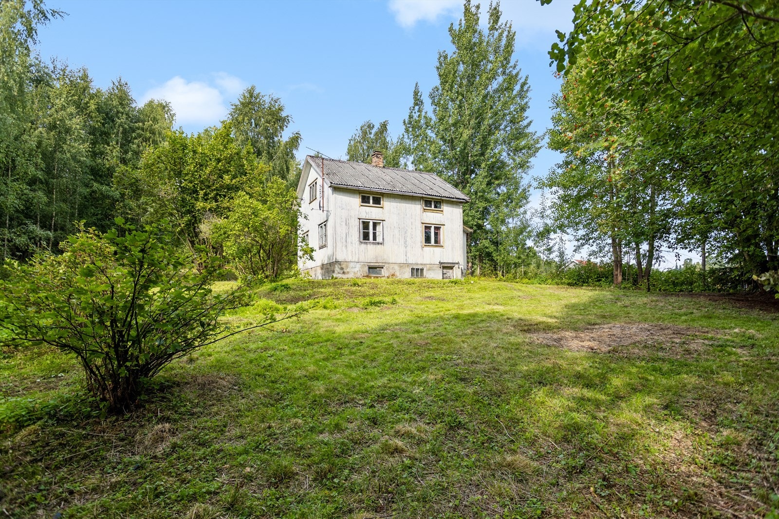 Stor eiendom med hage og noe skog. Galleribilde