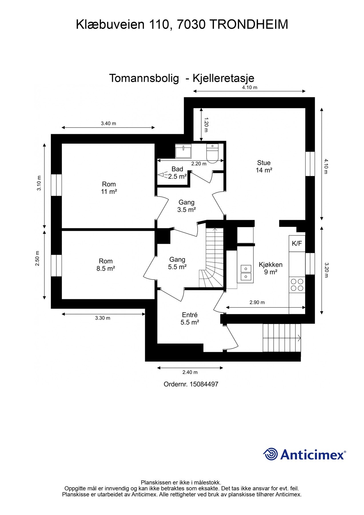 Plantegning kjeller. Det gjøres oppmerksom på at innredede rom i kjeller må ikke benyttes som en egen leilighet. Galleribilde