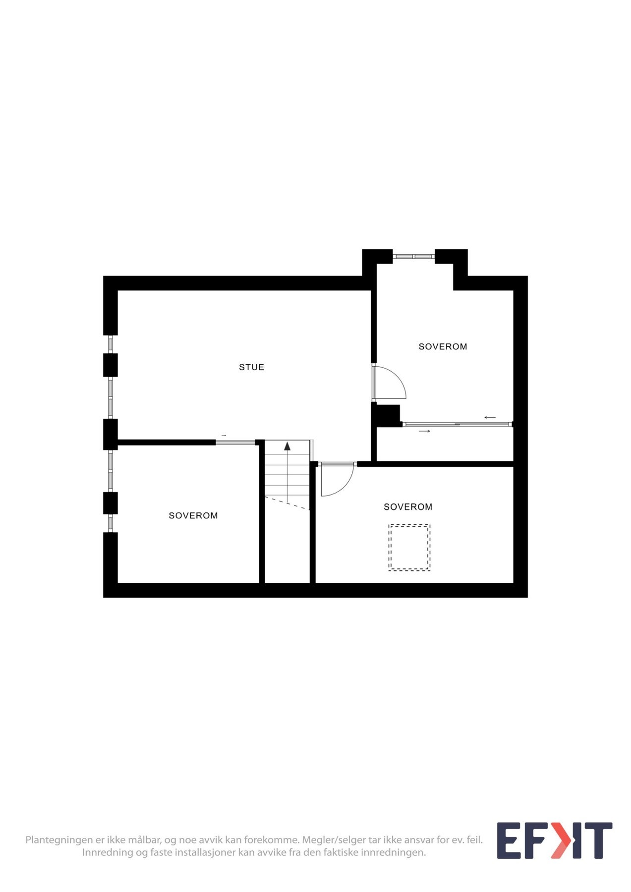 Plantegning som viser boligens 2.etasje. Galleribilde